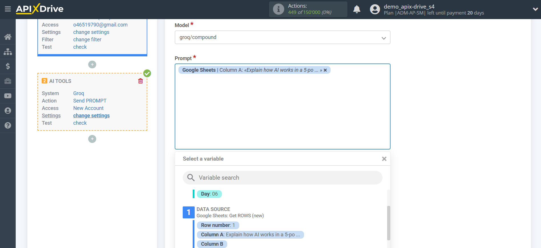 Setting up Groq in Google Sheets | Assigning fields