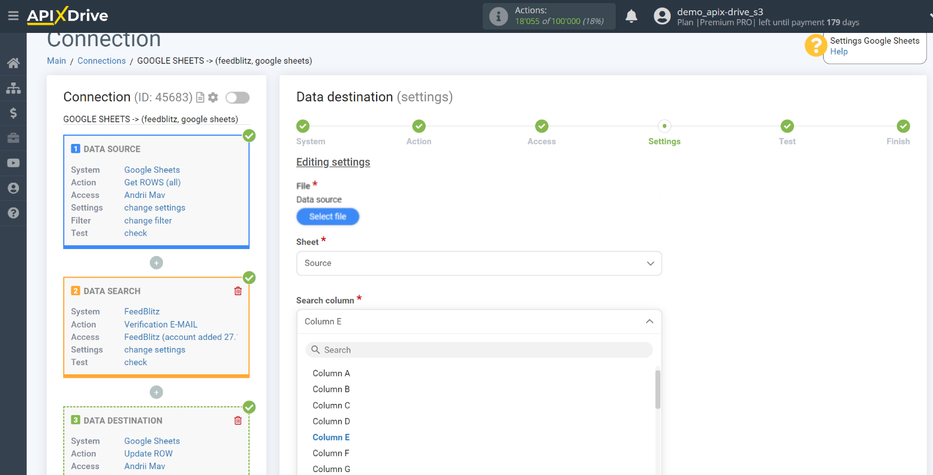 Setting Search to Verification E-MAIL FeedBlitz in Google Sheets | Assigning fields