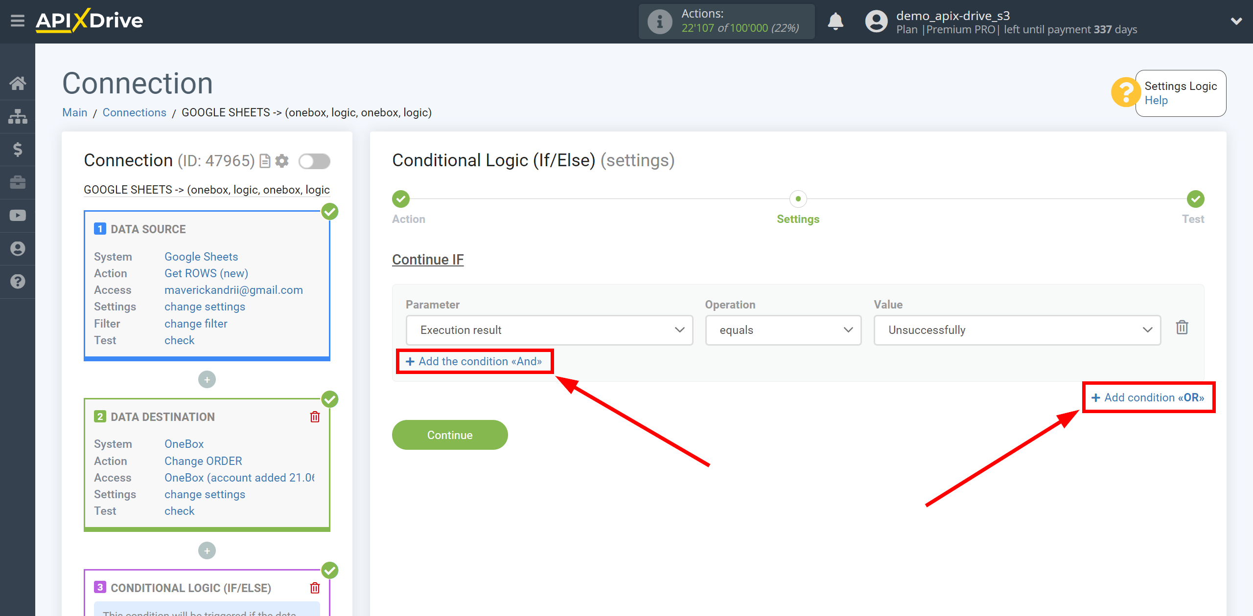 How to setup OneBox Change Order / Create Order | Additional conditions "AND", "OR"