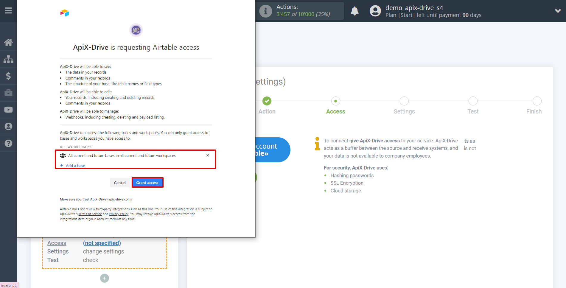 Setting up an AirTable Row Search in Google Sheets | Account conection