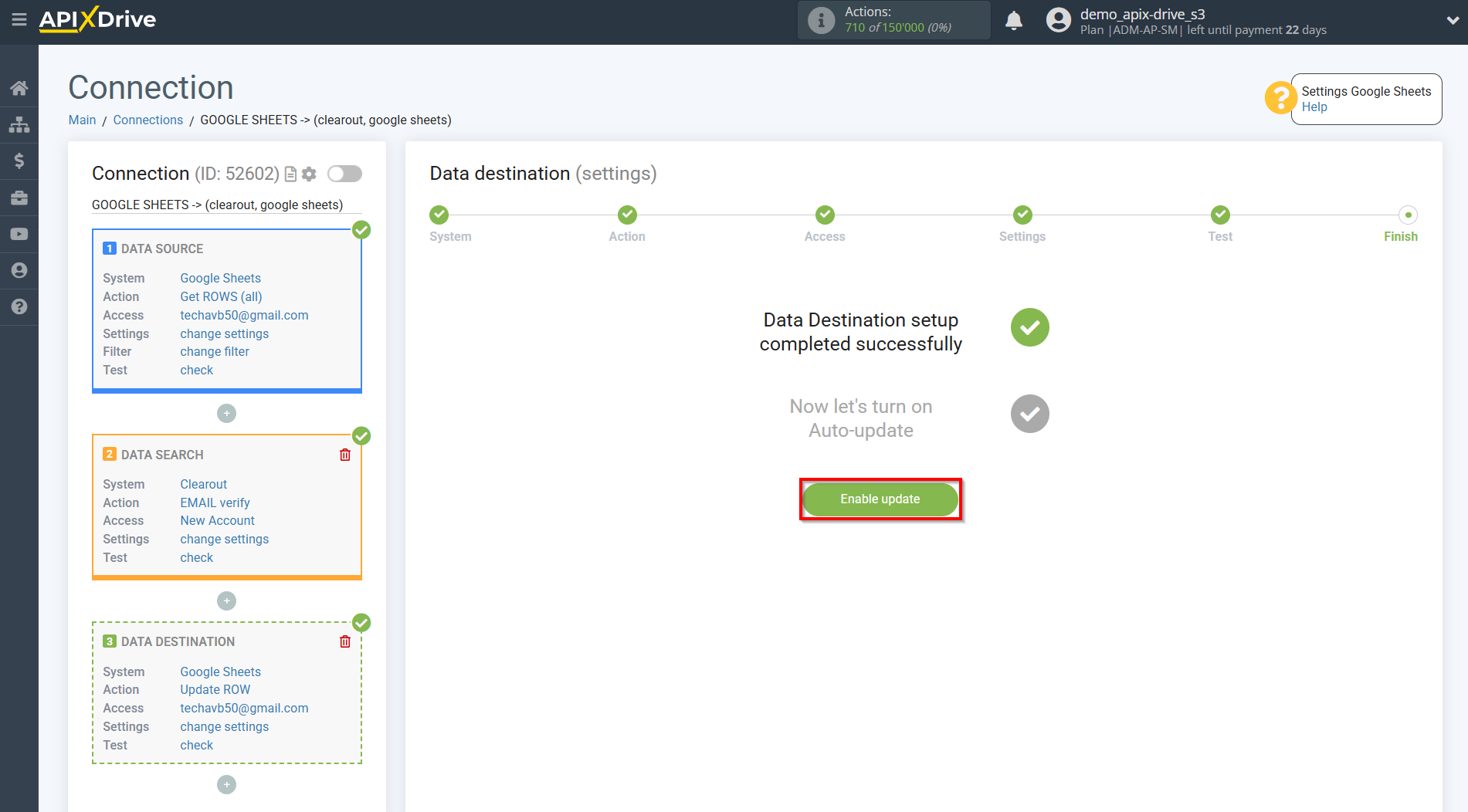Setting Search to Verification E-MAIL Clearout in Google Sheets | Enable auto-update Setting Search to Verification E-MAIL Clearout in Google Sheets | Enable auto-update