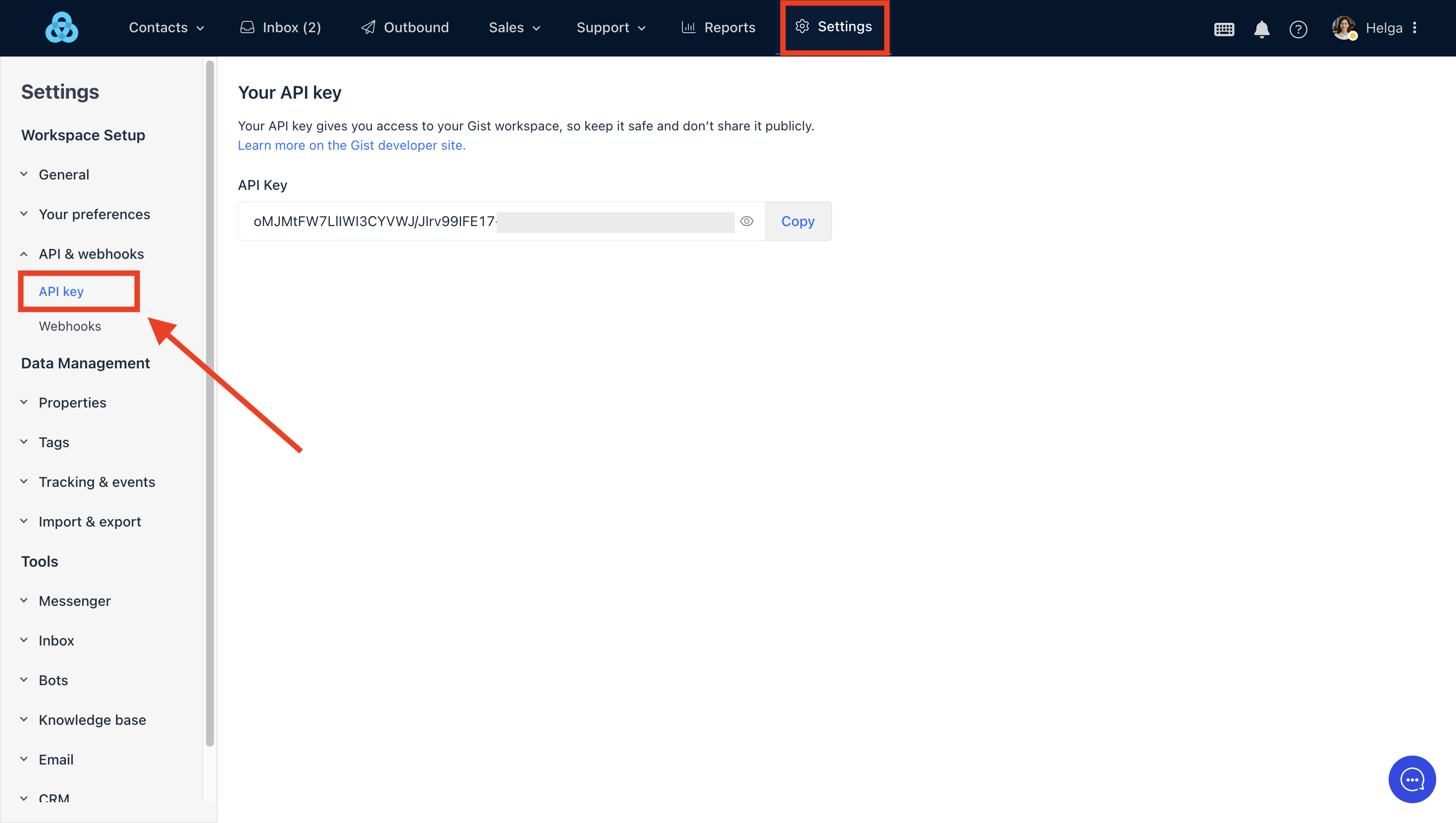 How to Connect Gist as Data Destination | API key location How to Connect Gist as Data Destination | API key location