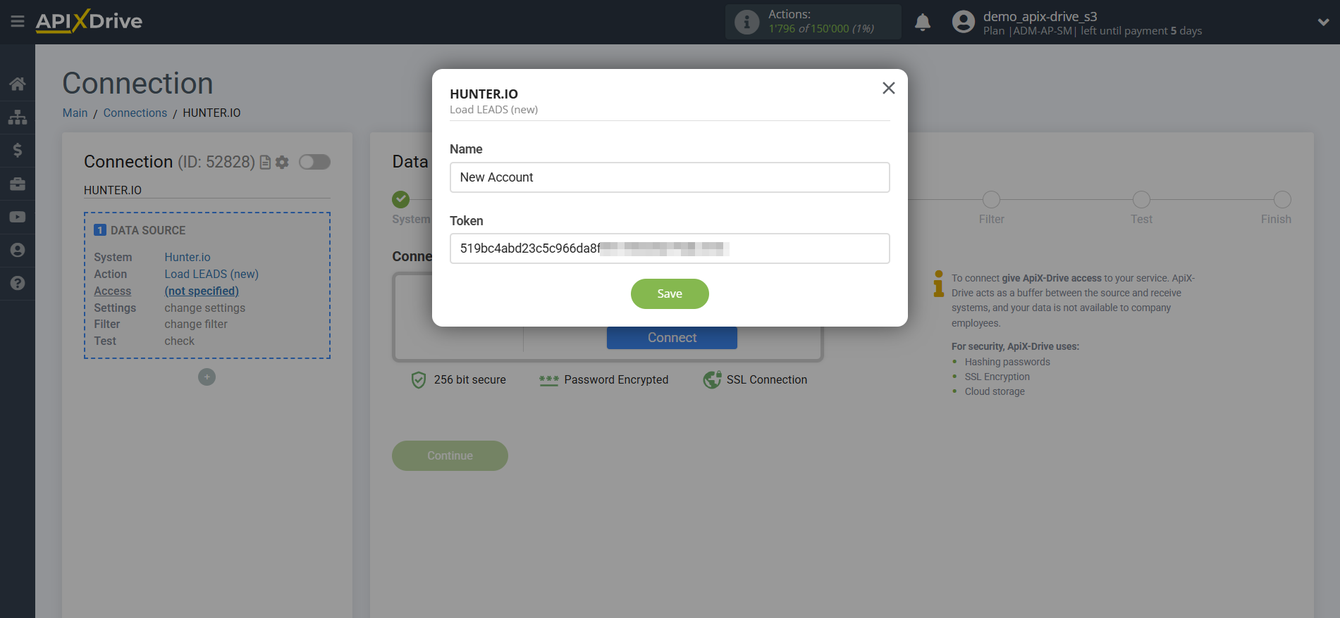 How to Connect Hunter.io as Data Source | Account Connection