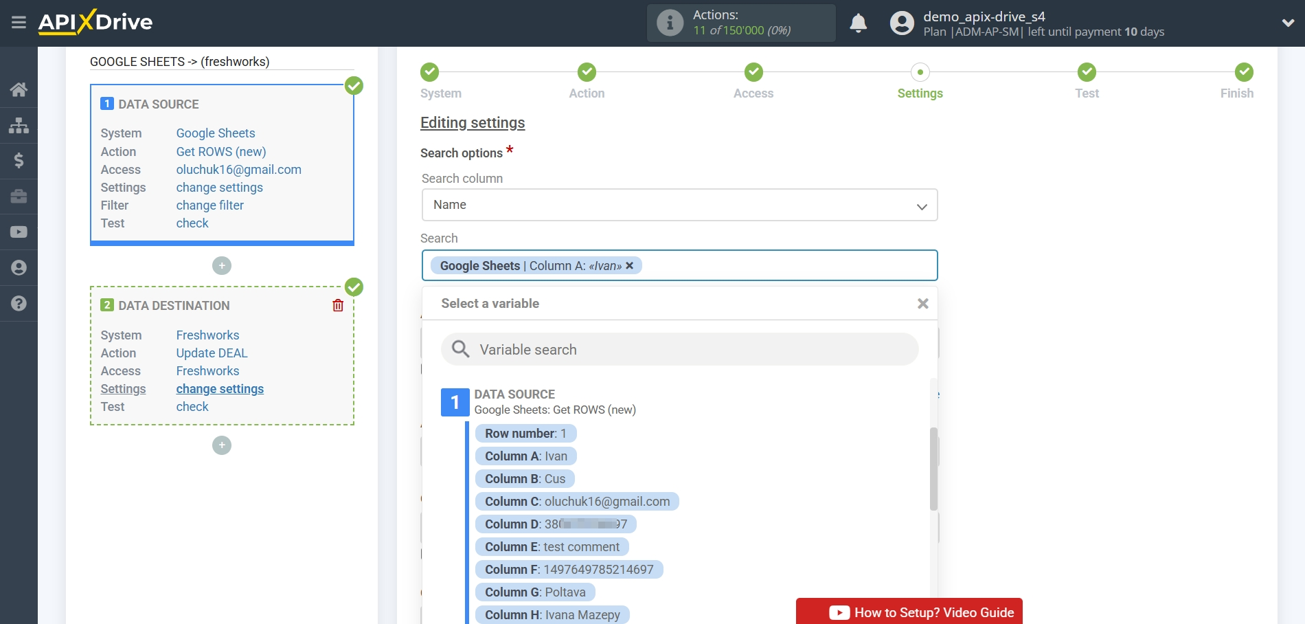 How to setup&nbsp;Freshworks Update Deal / Create Deal | Assigning Fields