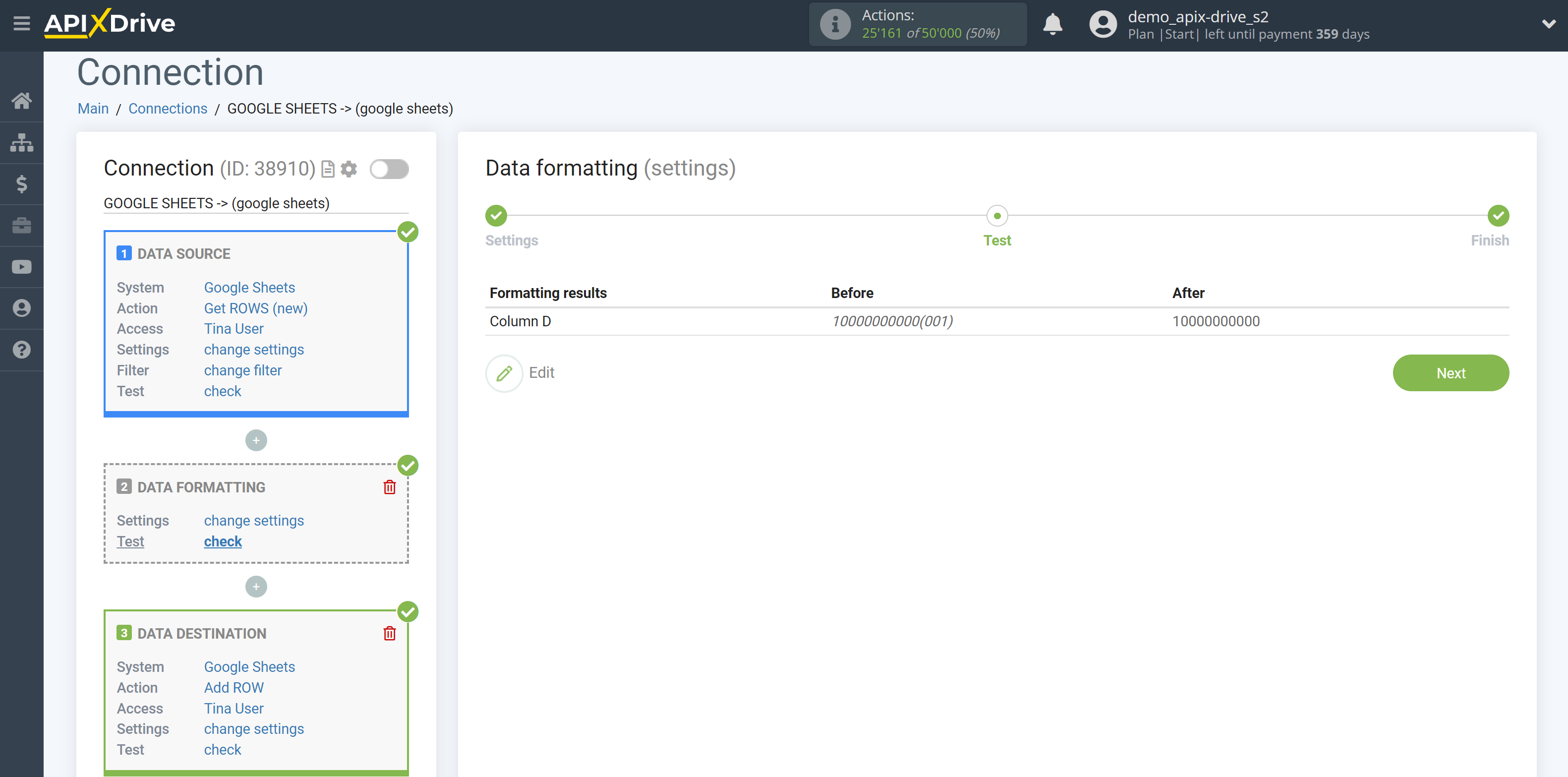 How to setup Data Formatting | Selecting the function Remove brackets and its contents