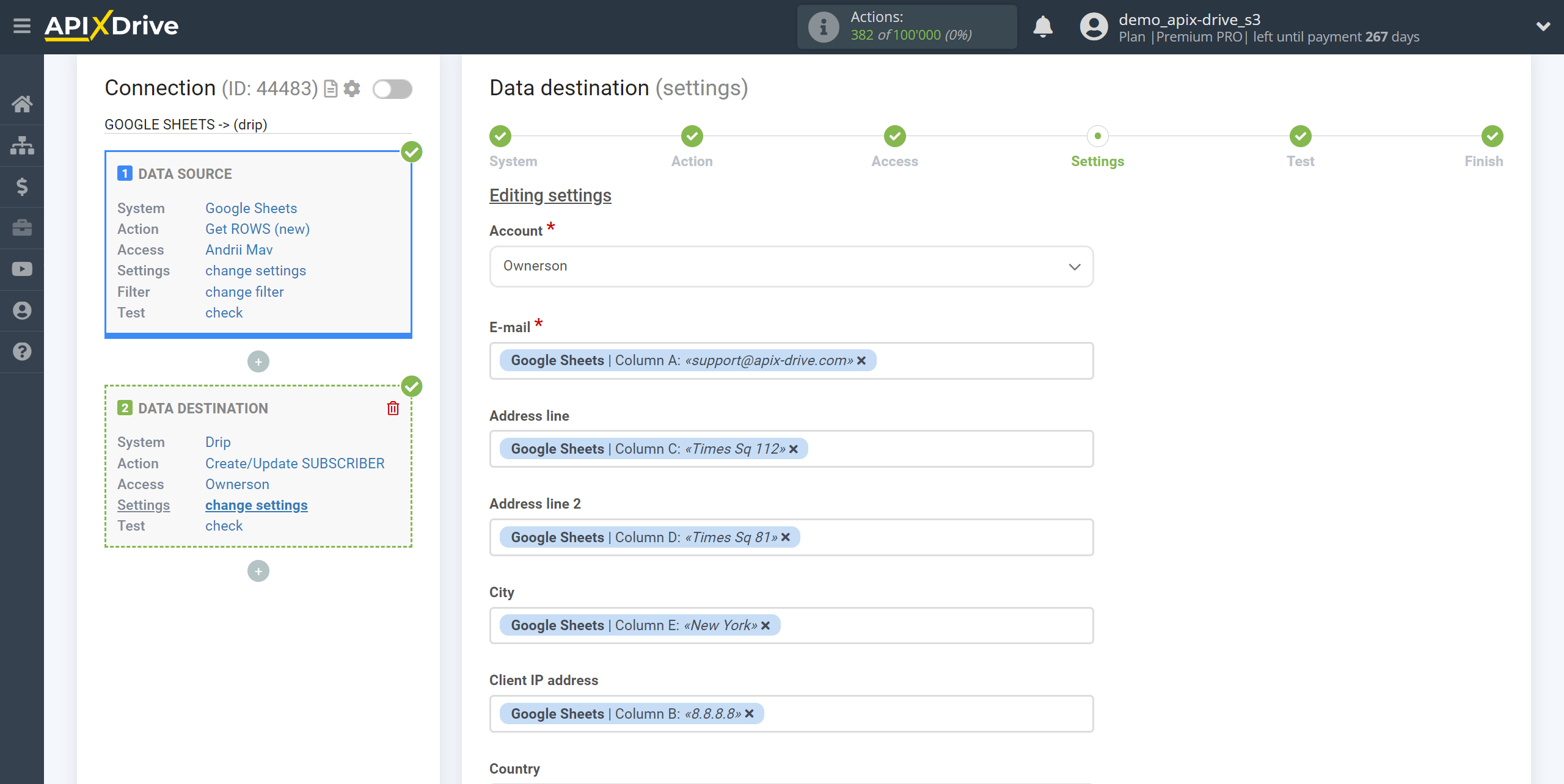 How to Connect Drip as Data Destination | Assigning Fields