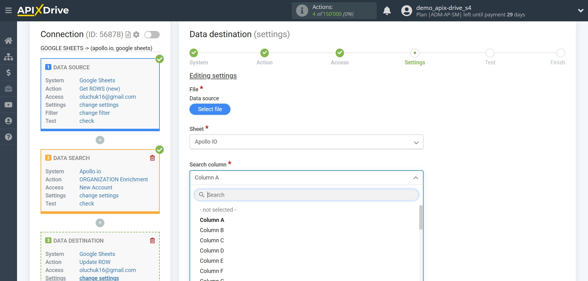 Setting Search to Verification Email Apollo.io in Google Sheets | Assigning fields Setting Search to Verification Email Apollo.io in Google Sheets | Assigning fields