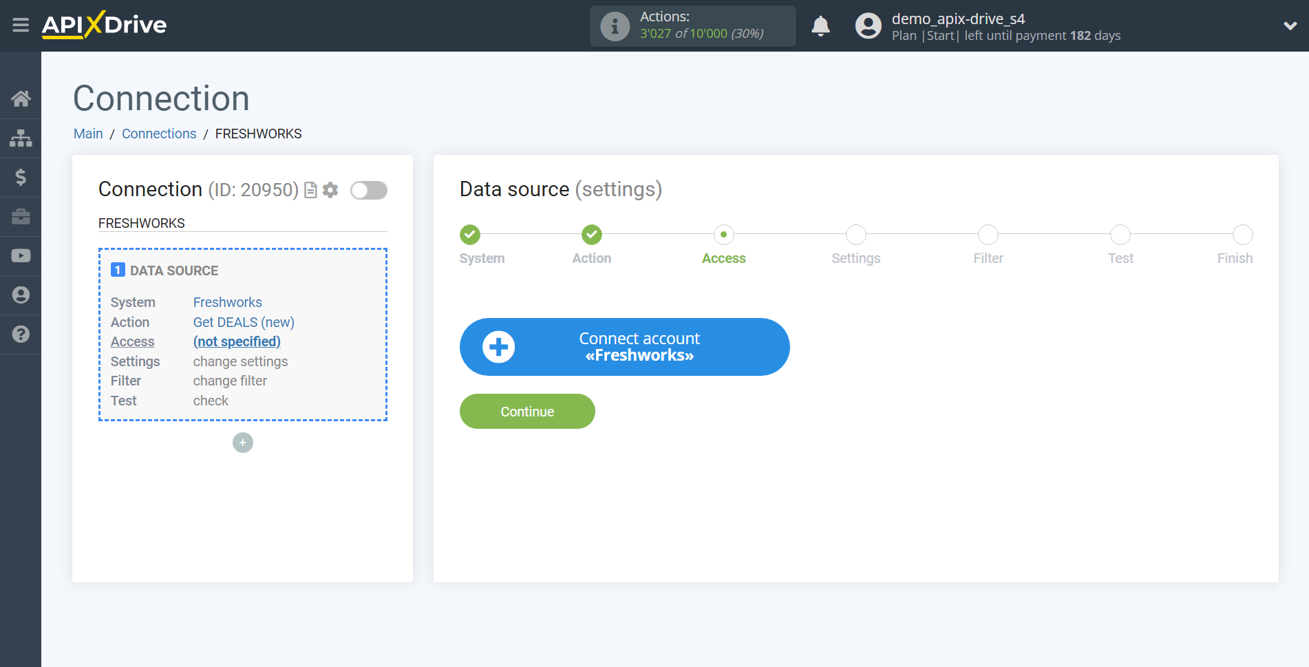 How to Connect Freshworks as Data Source | Account connection