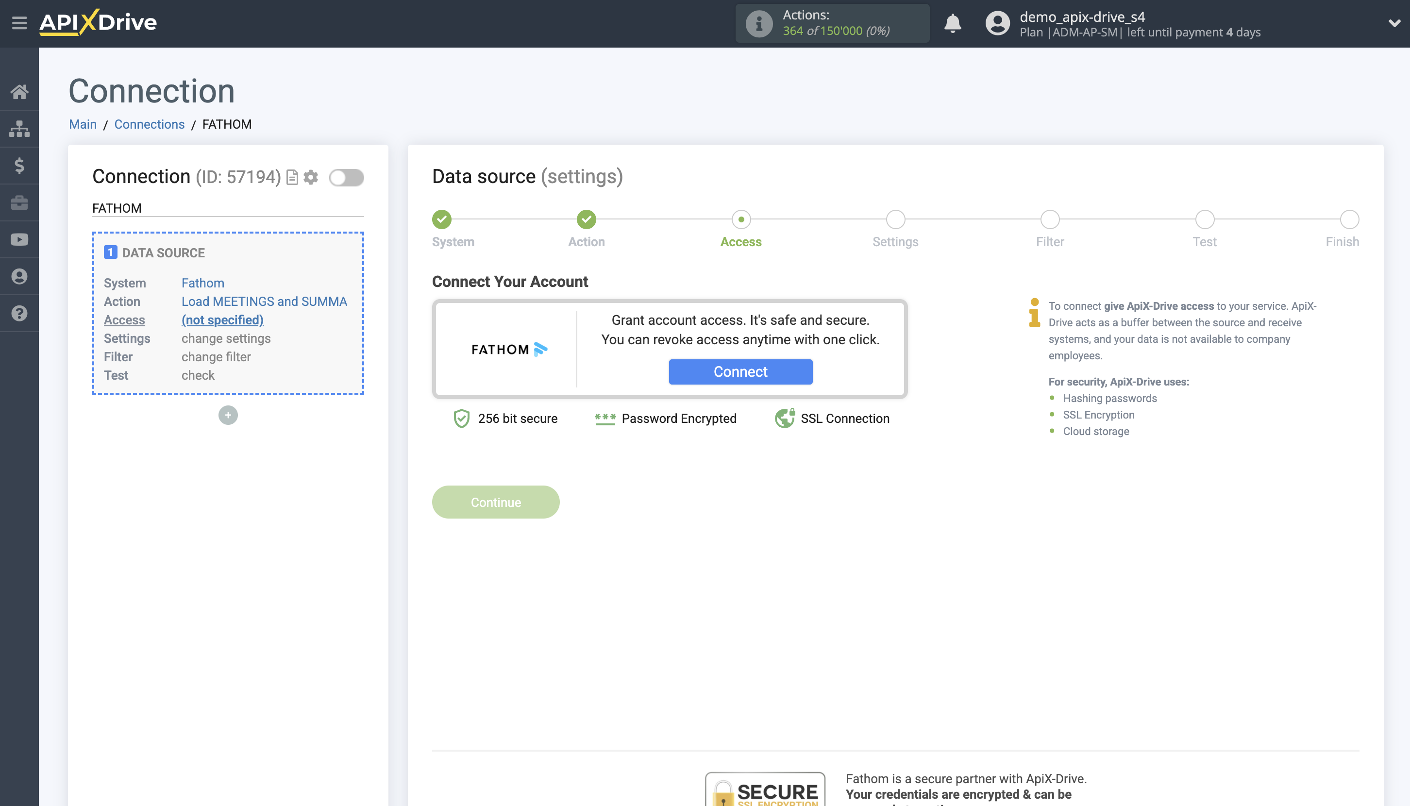 How to Connect Fathom as Data Source | Connecting account
