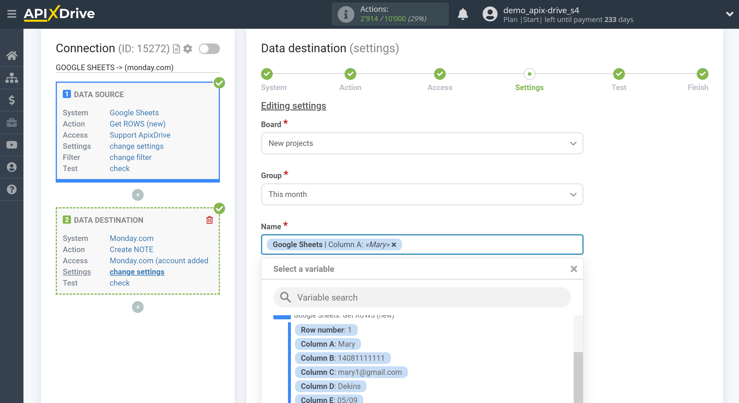 How to Connect Monday.com as Data Destination | Assigning fields