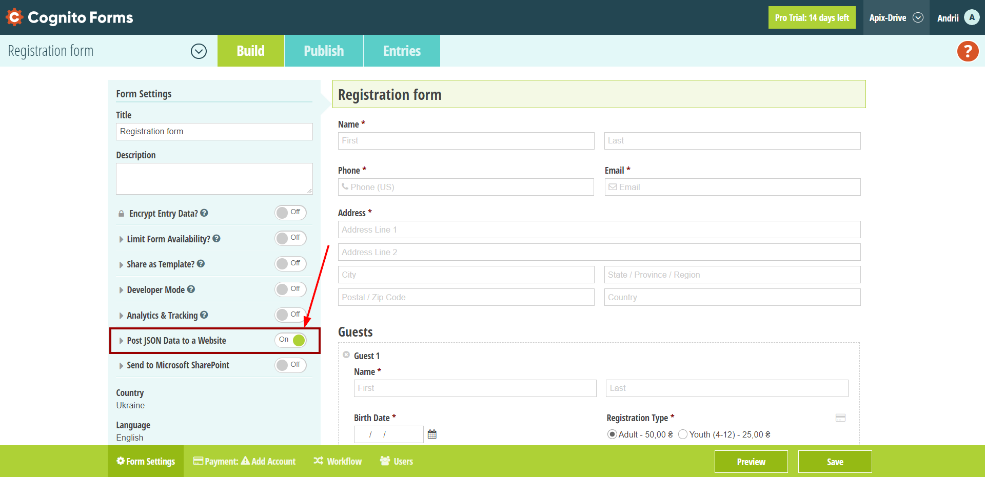 How to Connect Cognito Forms as Data Source | Enabling Webhook Data Transfer