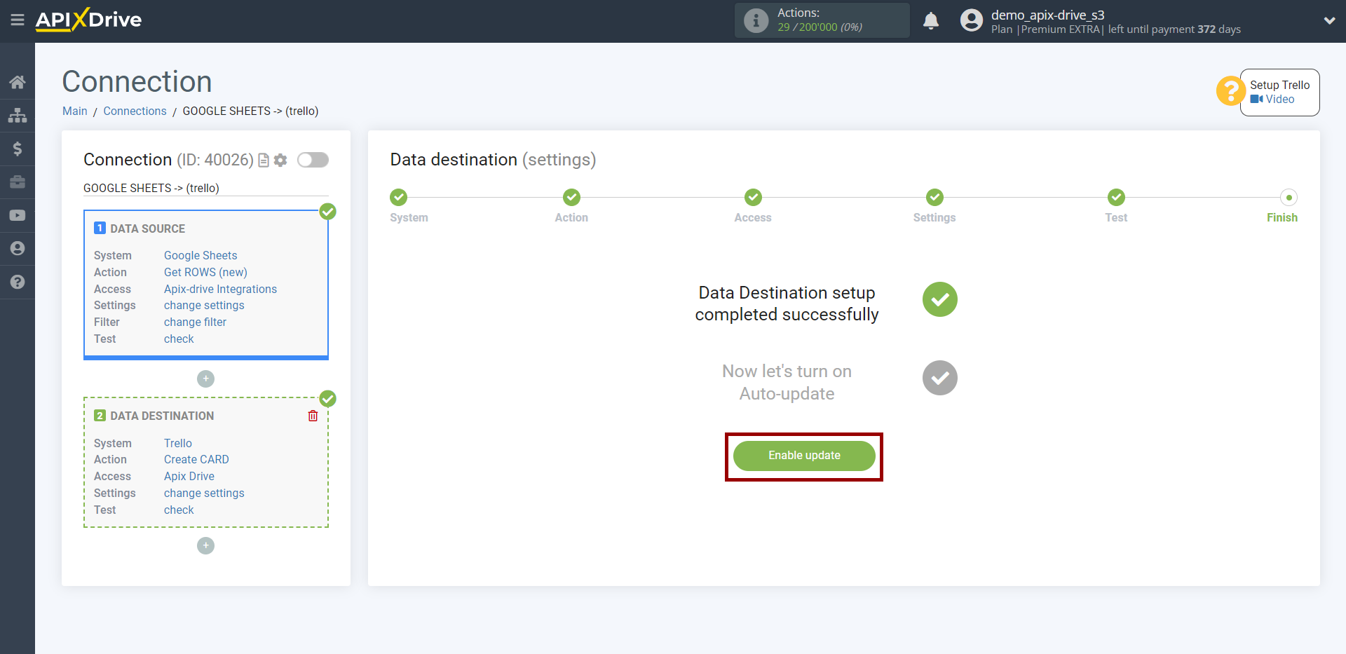 How to Connect Trello as Data Destination | Enable auto-update