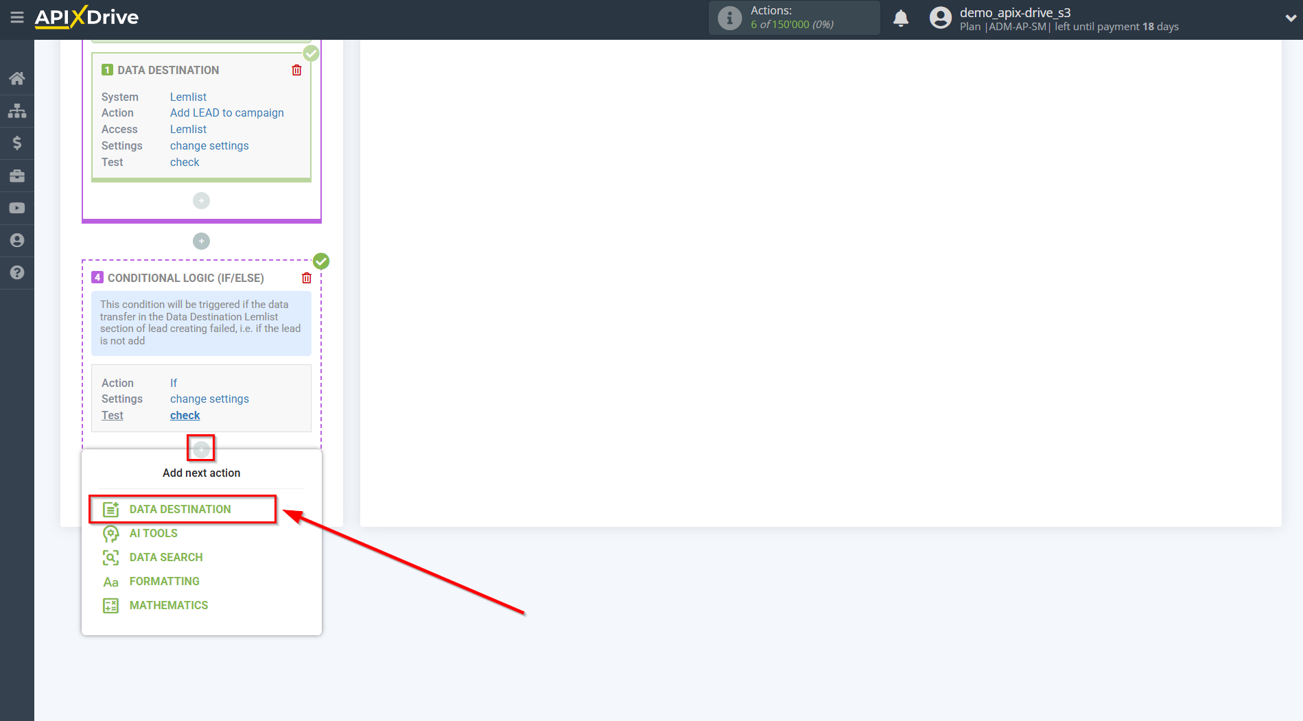 How to setup Lemlist Update Lead in campaign / Add Lead in campaign| Start setting up Slack Data Destination inside the Logic section