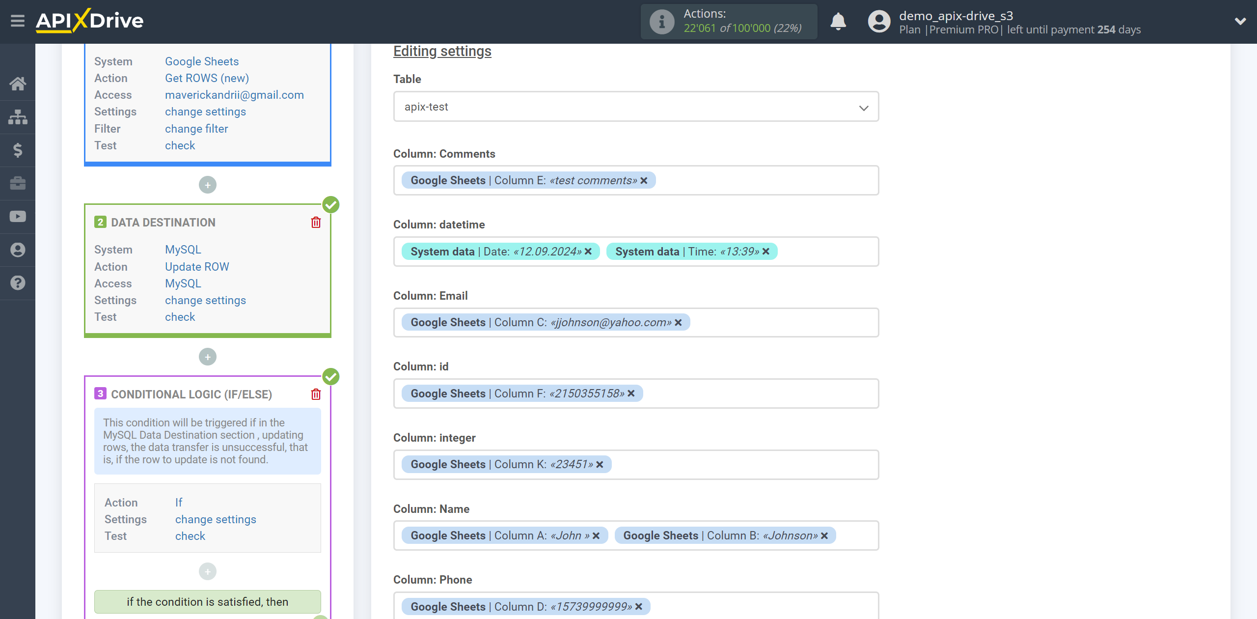 How to setup MySQL Update Row / Add Row | Assigning Fields