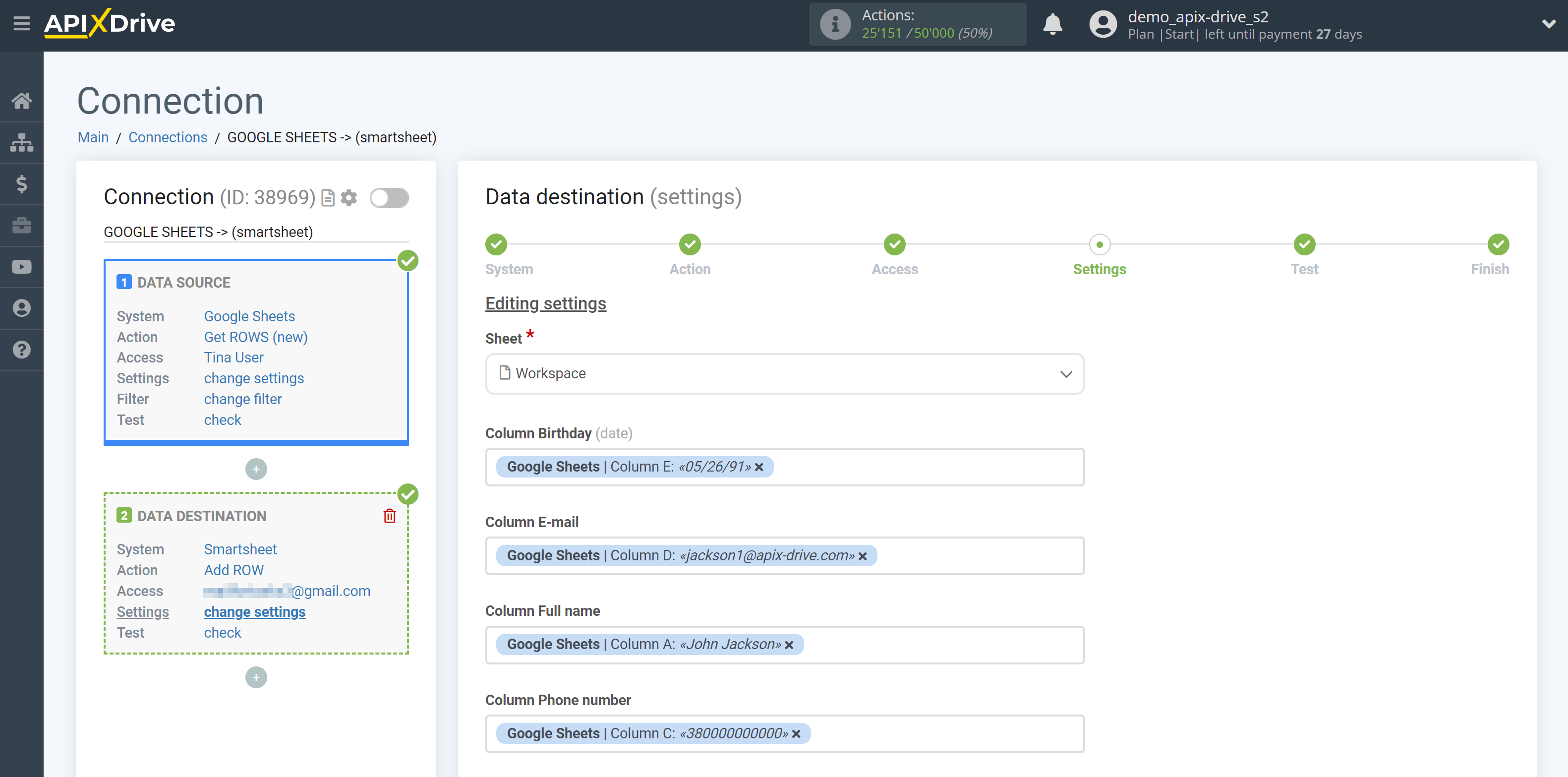 How to Connect Smartsheet as Data Destination | Assigning Fields