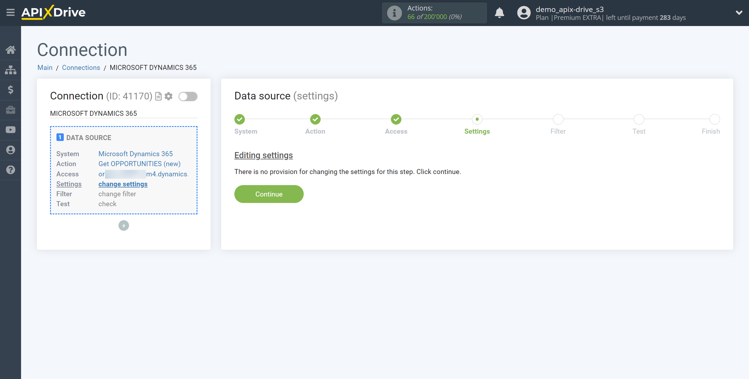 How to Connect Microsoft Dynamics 365 as Data Source | Settings