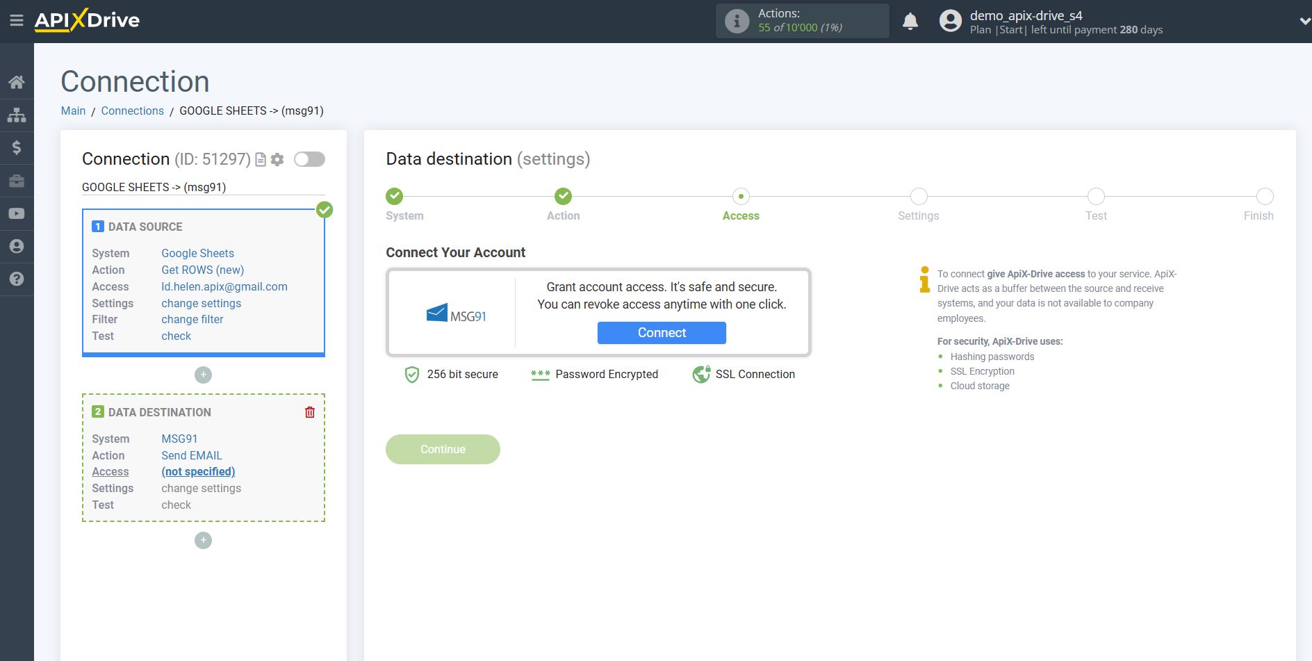 How to Connect MSG91 as Data Destination | Account connection