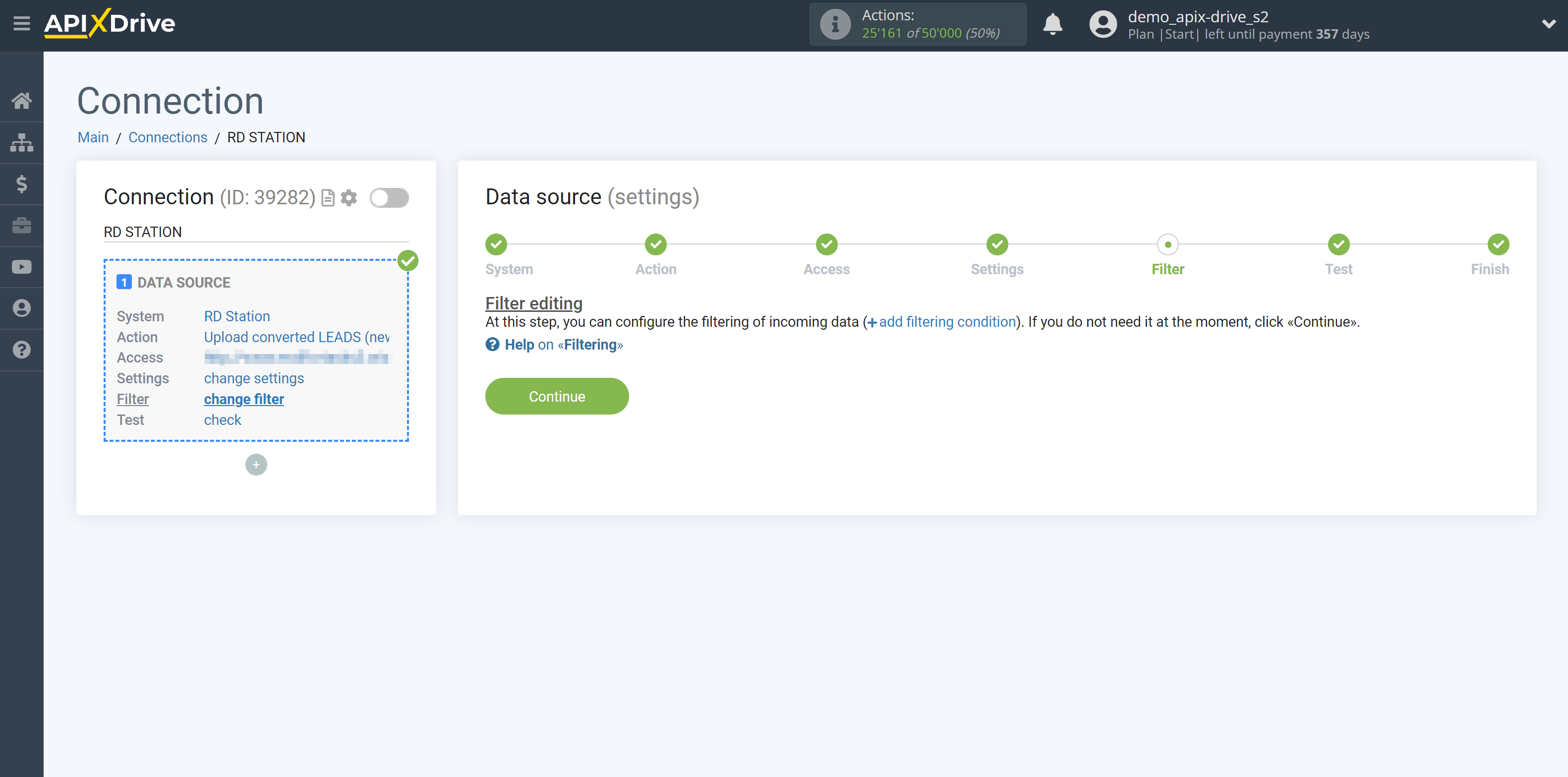 How to Connect RD Station as Data Source | Data Filter