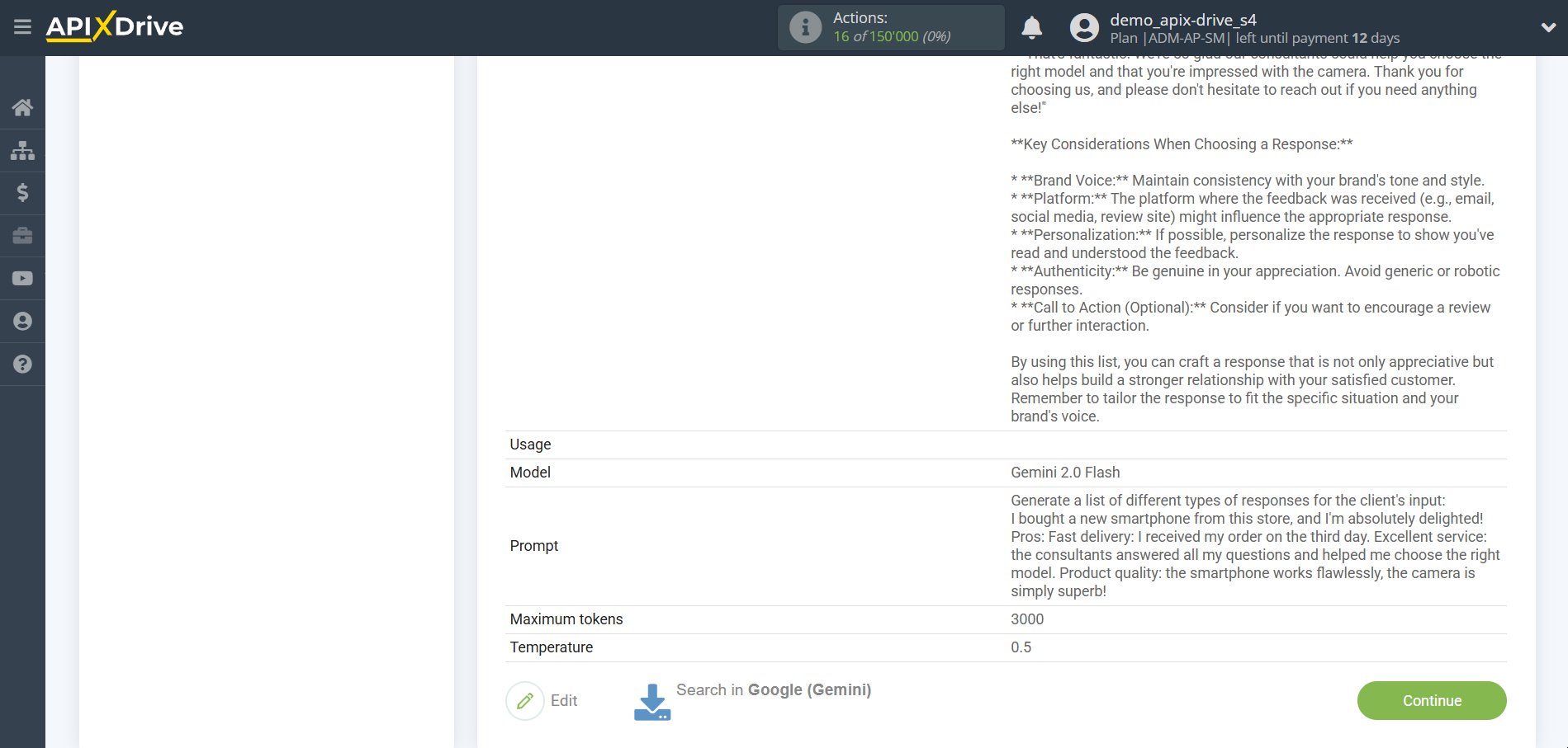 Setting up Gemini in Google Sheets | Test data