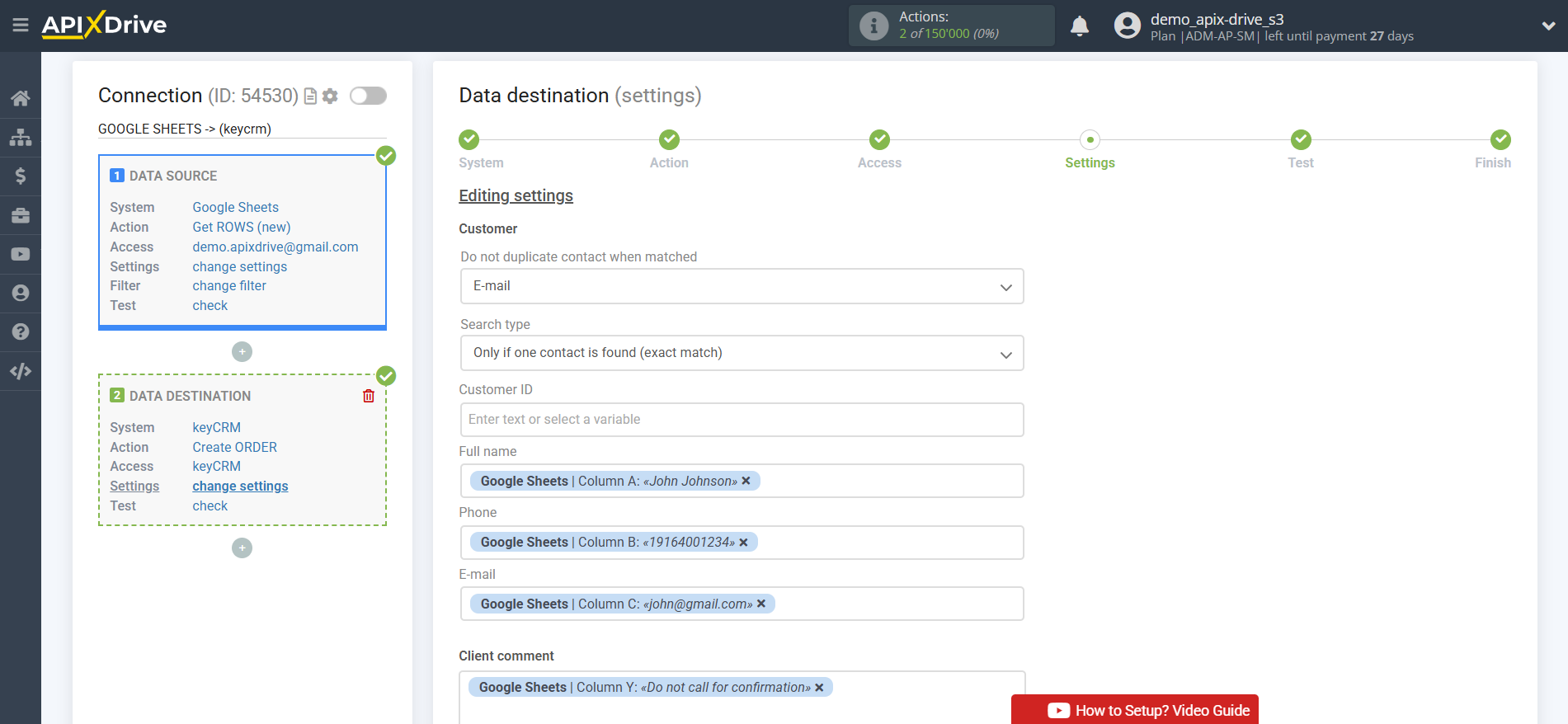 How to Connect KeyCRM as Data Destination | Assigning Fields