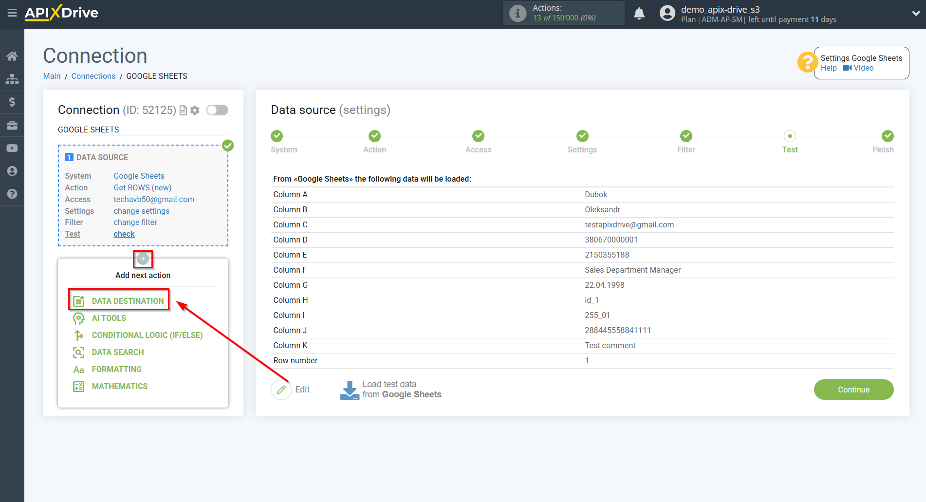 How to setup Messaggio Update Contact / Add Contact | Start setting up Data Destination