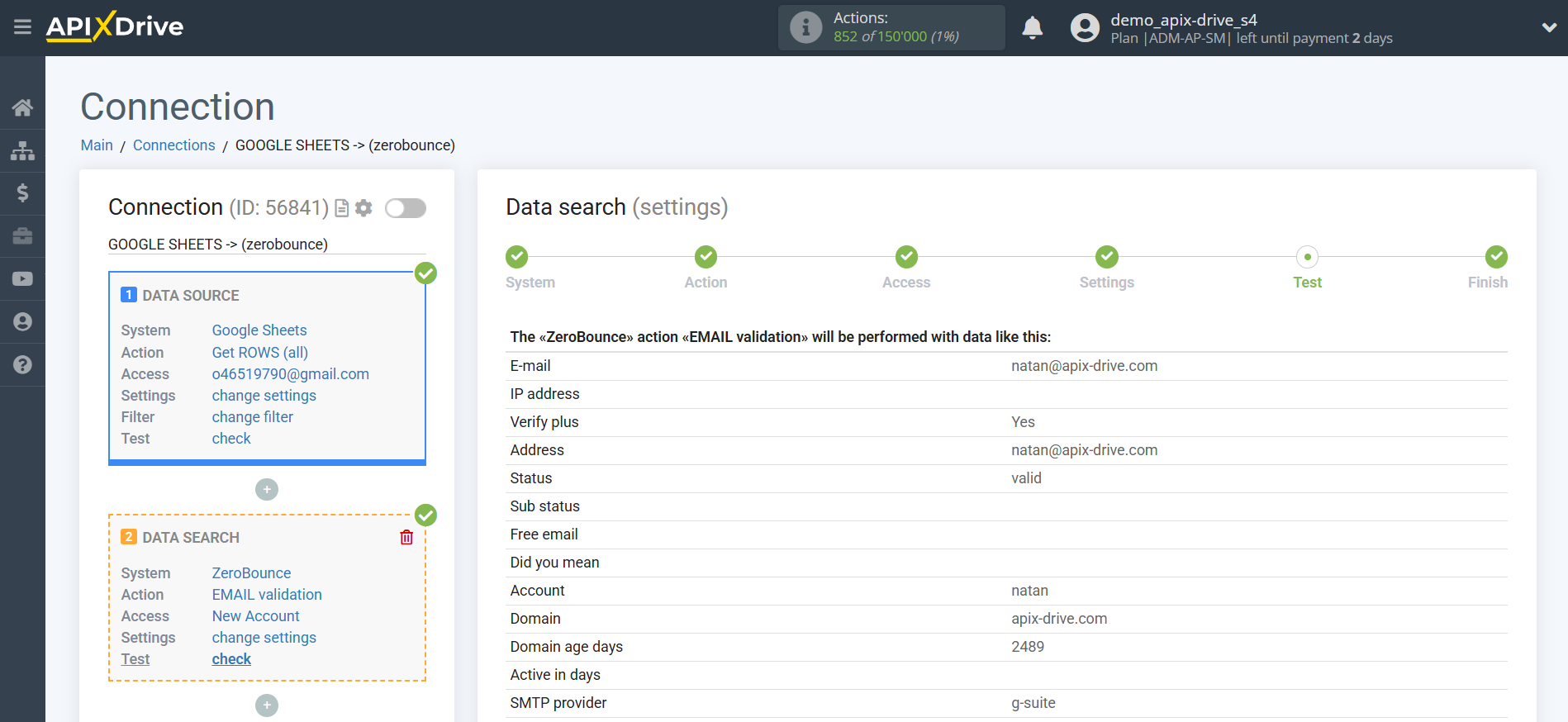 Setting up an ZeroBounce Item Search in Google Sheets | Test data Setting up an ZeroBounce Item Search in Google Sheets | Test data