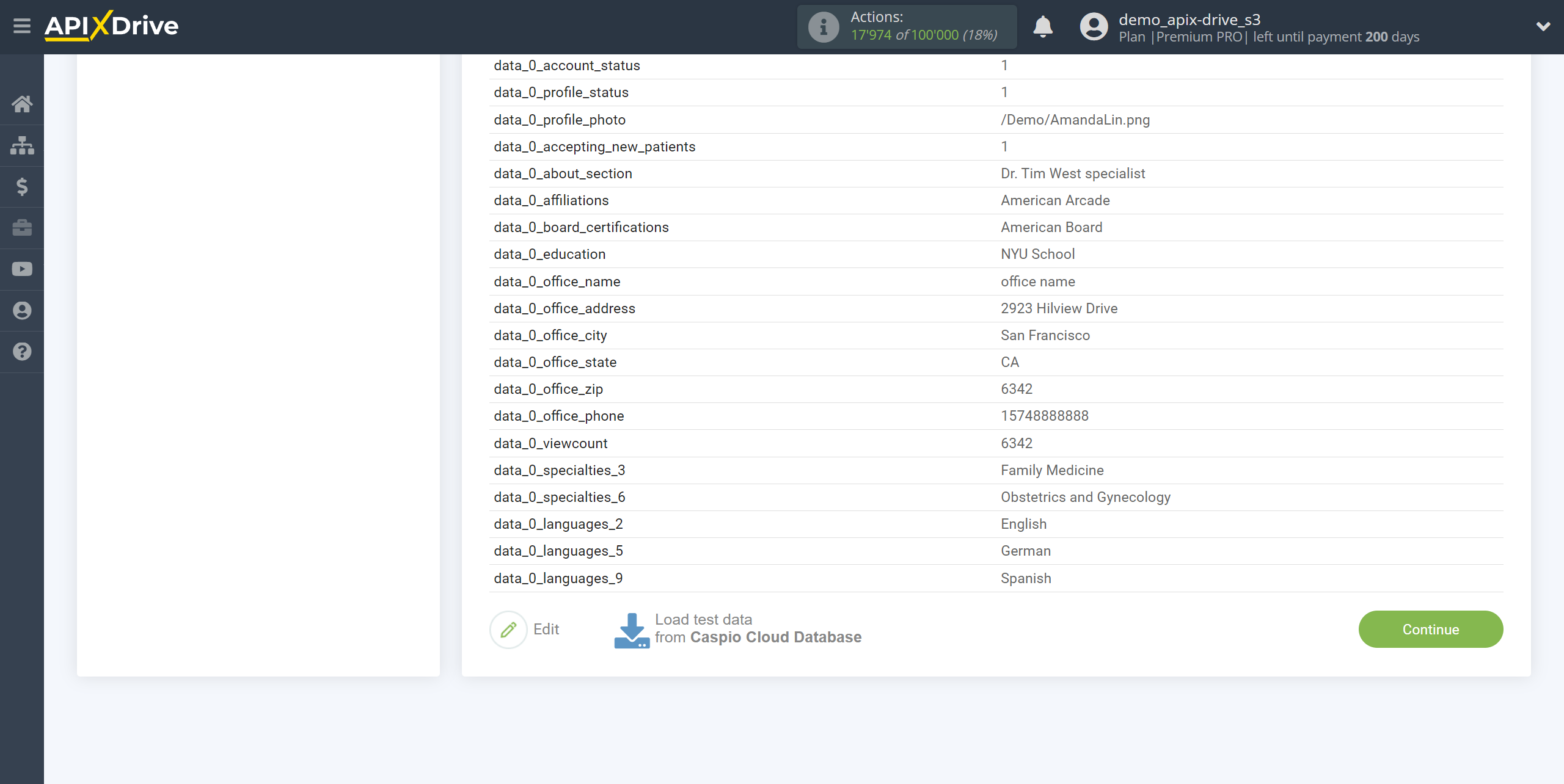 How to Connect Caspio Cloud Database as Data Source | Test data