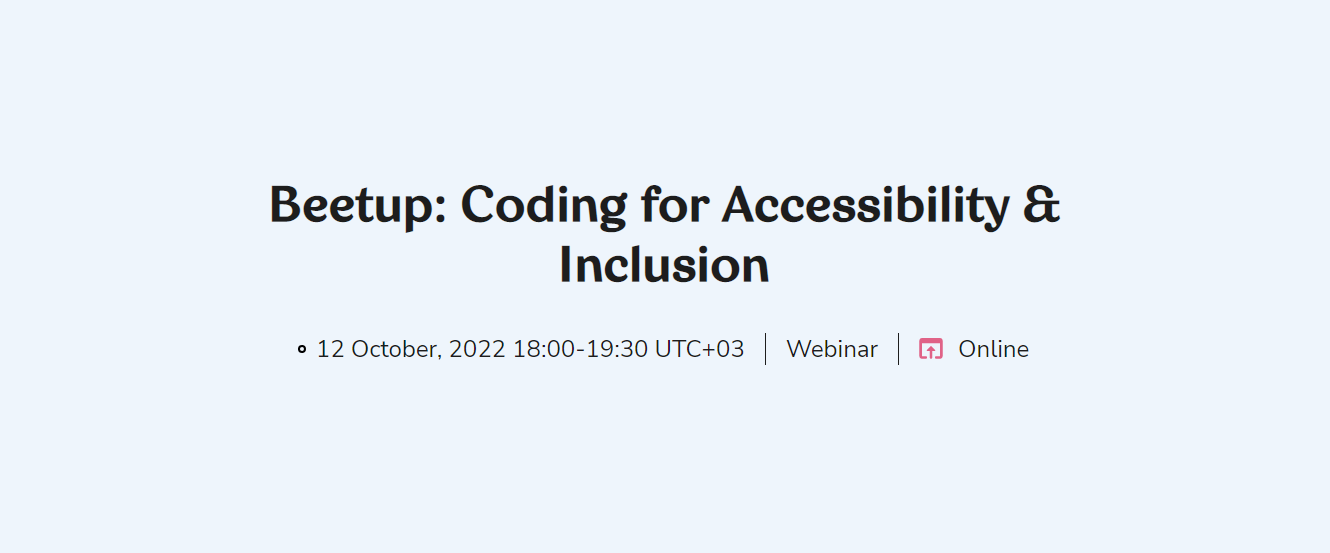 Free webinar “Beetup: Coding for Accessibility & Inclusion”