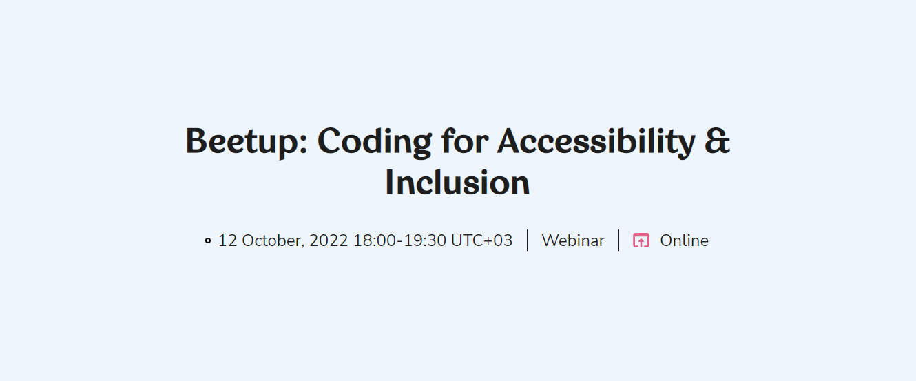 Webinar “Beetup: Coding for Accessibility & Inclusion”