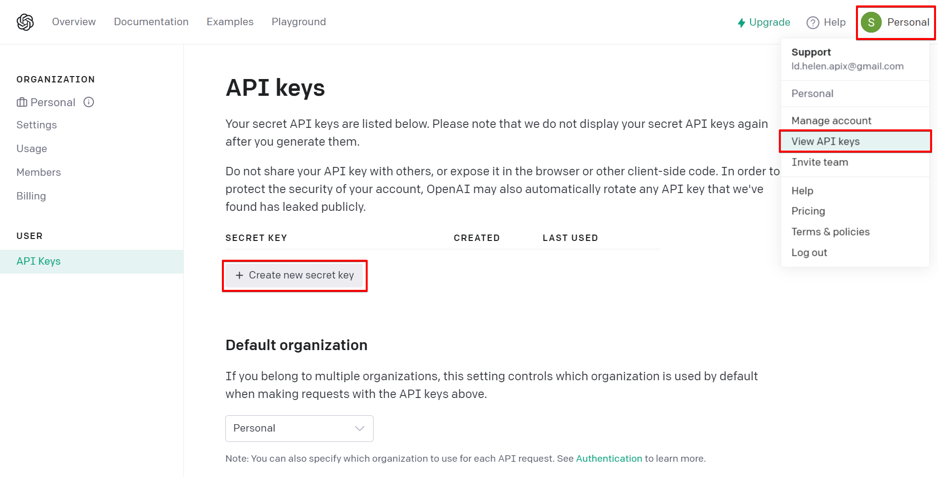 Настройка OpenAI (ChatGPT) в Google Sheets | Ключ API в аккаунте OpenAI (ChatGPT)