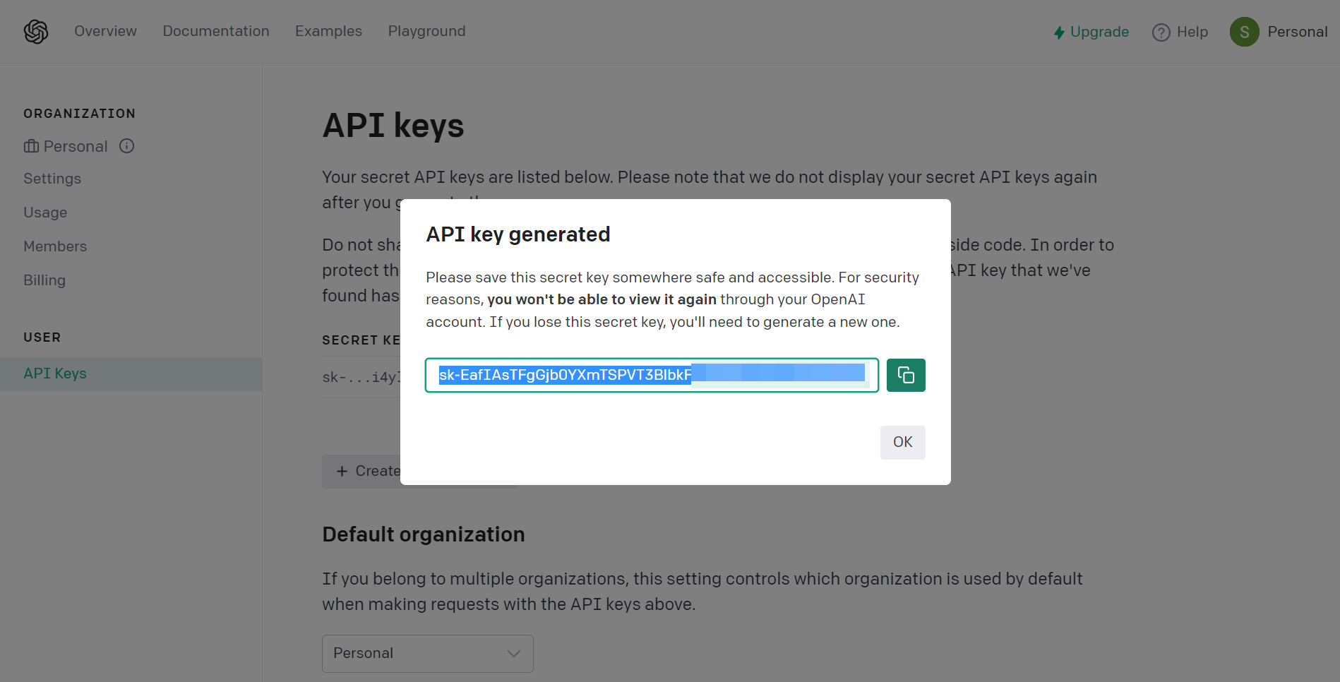 Настройка анализ письма с помощью OpenAI (ChatGPT) | Ключ API в аккаунте OpenAI (ChatGPT)