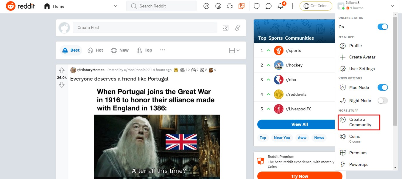 Обзор Reddit | Кнопка для создания сообщества