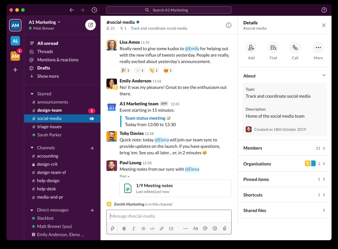 Интерфейс Slack заметно отличается от других мессенджеров и может показаться непривычным для новых пользователей Интерфейс Slack заметно отличается от других мессенджеров и может показаться непривычным для новых пользователей