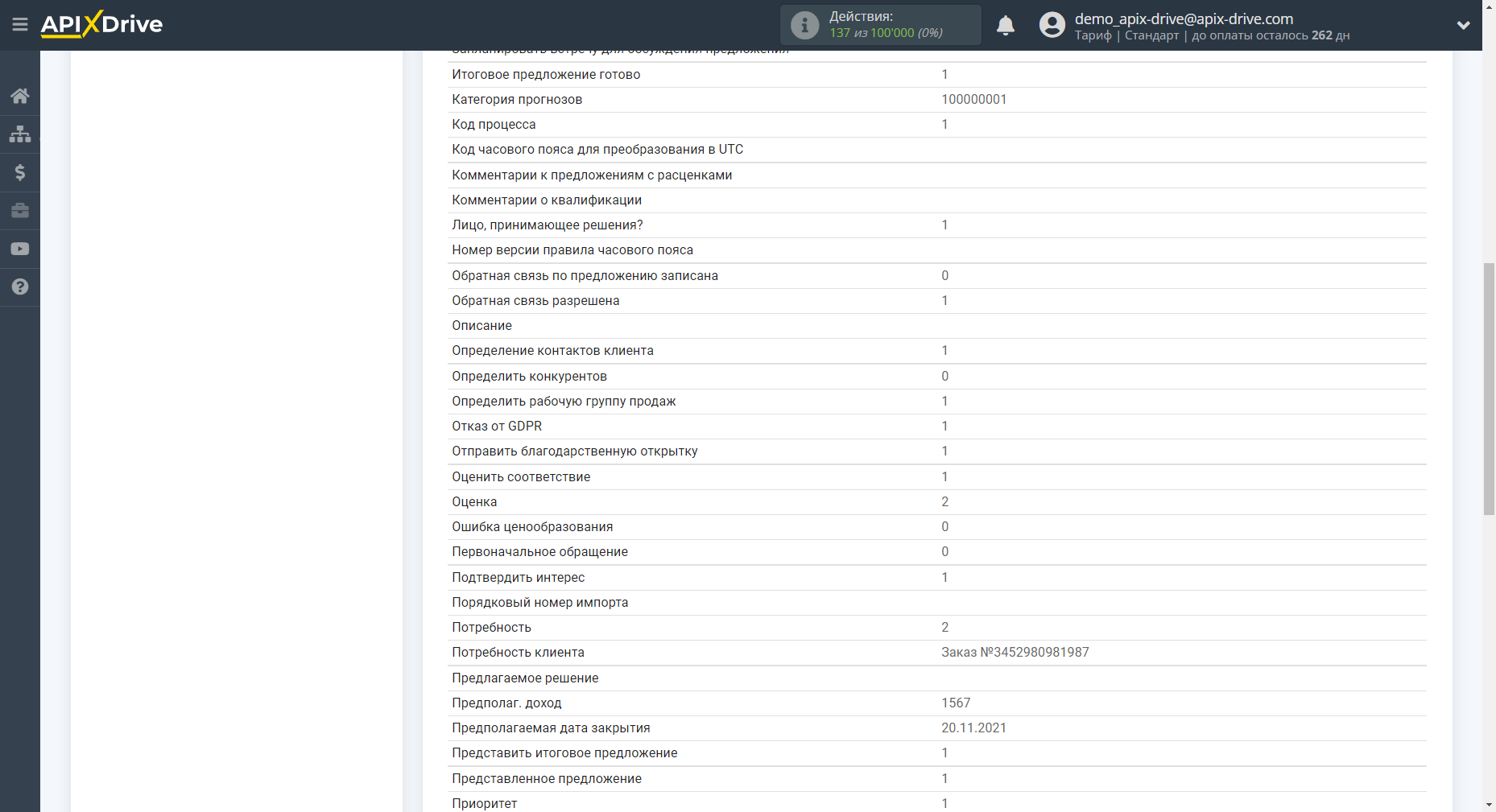 Настройка Приема данных в Microsoft Dynamics 365 | Тестовые данные