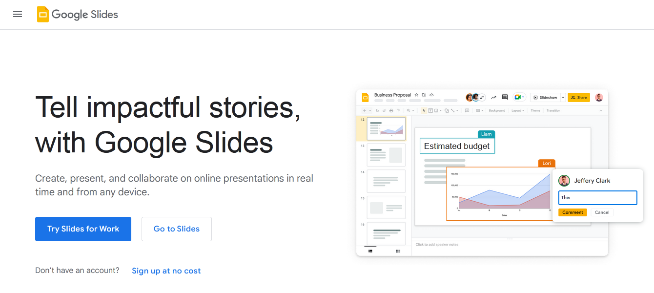 Обзор Google Slides | Инструмент для создания презентаций</p>
<p>» /></p>
<p>Сервис имеет весьма дружелюбный и интуитивно понятный интерфейс, поэтому в нем легко разберутся пользователи с любым уровнем подготовки. Он удобен для индивидуальной или коллективной работы над презентациями, благодаря наличию опций совместного доступа и редактирования контента. Участники рабочей группы могут отслеживать все изменения в режиме реального времени, а также ставить задачи и добавлять комментарии на страницах со слайдами.</p>
<p>Сервис был выпущен в 2006 году, на 2022 год он входит в состав платформы Google Workspace вместе с приложениями Docs, Sheets, Forms, Keep, Sites, Drive, Gmail, Meet, Calendar, Chat. Помимо веб-интерфейса, пользоваться им можно и иными способами: через десктоп-программу для Google Chrome OS и мобильное приложение для Android/iOS/BlackBerry OS.</p>
<p>Если вас интересует, как делать презентации в Google Slides без оплаты, то у нас есть приятная новость: базовый функционал сервиса доступен бесплатно для личного пользования. Бесплатный тарифный план поддерживает интеграцию презентаций с сервисами Docs/Sheets/Forms/Gmail/Meet (в последнем можно создавать голосовые и видеочаты, добавляя туда до 100 участников). Кроме того, сервис предлагает несколько платных тарифов:</p><div class='code-block code-block-5' style='margin: 8px 0; clear: both;'>
<!-- 5electronika54 -->
<script src= 