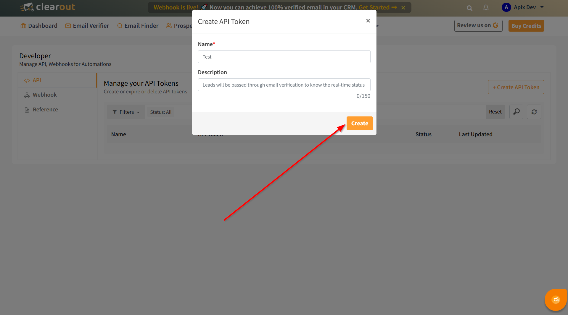 Настройка Поиска по Верификации E-MAIL Clearout в Google Sheets | Расположение Ключа API в Clearout