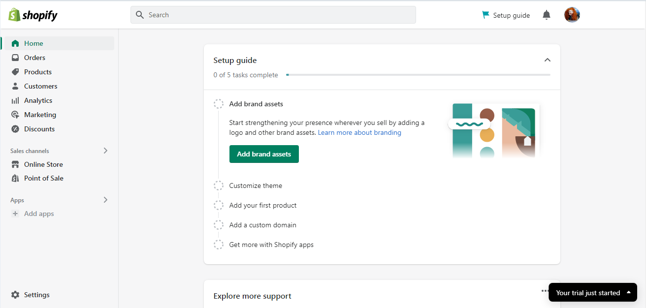 Interface Shopify