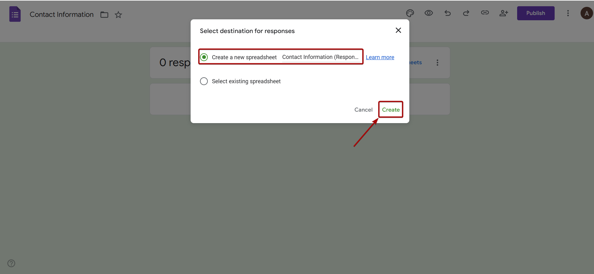Google Forms | Вибір таблиці для збереження відповідей Google Forms | Вибір таблиці для збереження відповідей