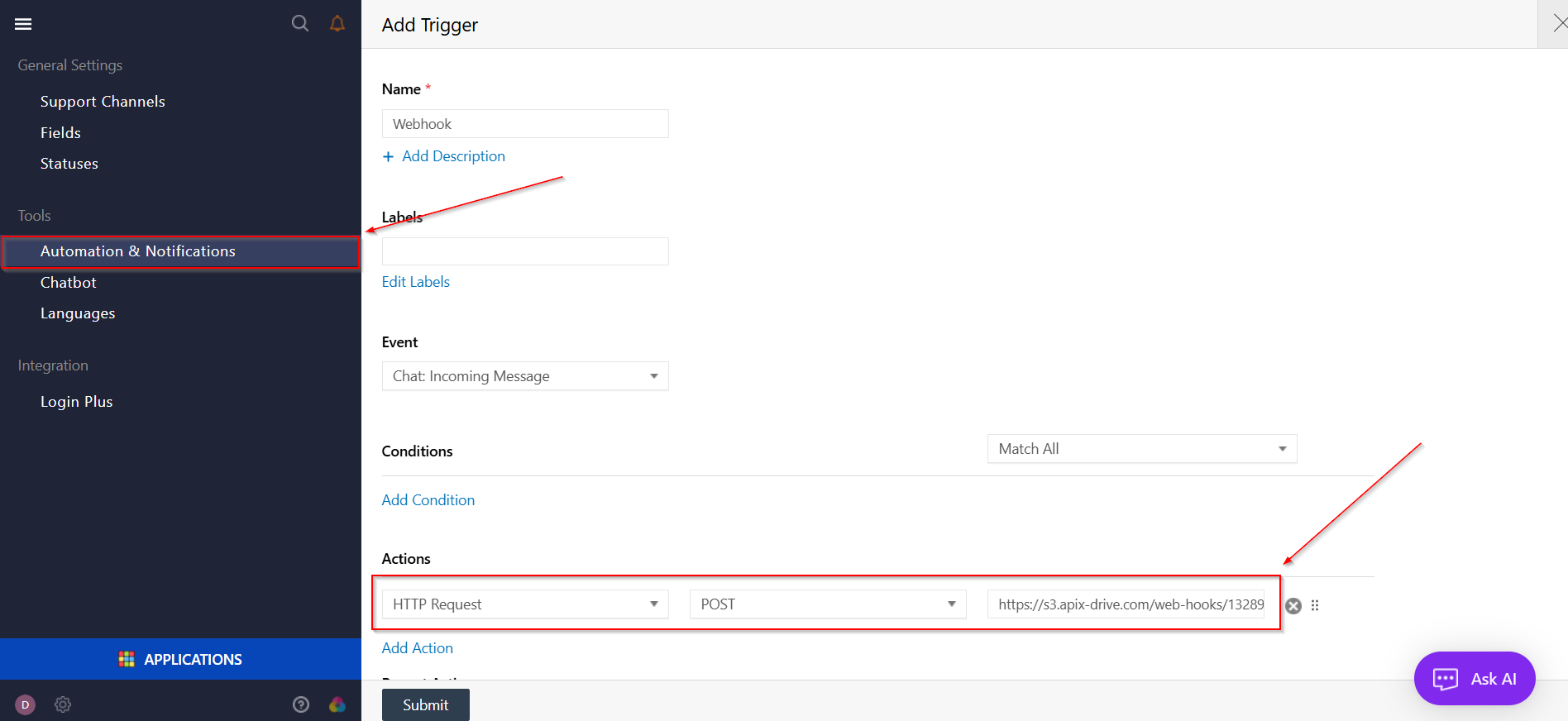 Налаштування UseResponse | Налаштування Webhook у UseResponse Налаштування UseResponse | Налаштування Webhook у UseResponse