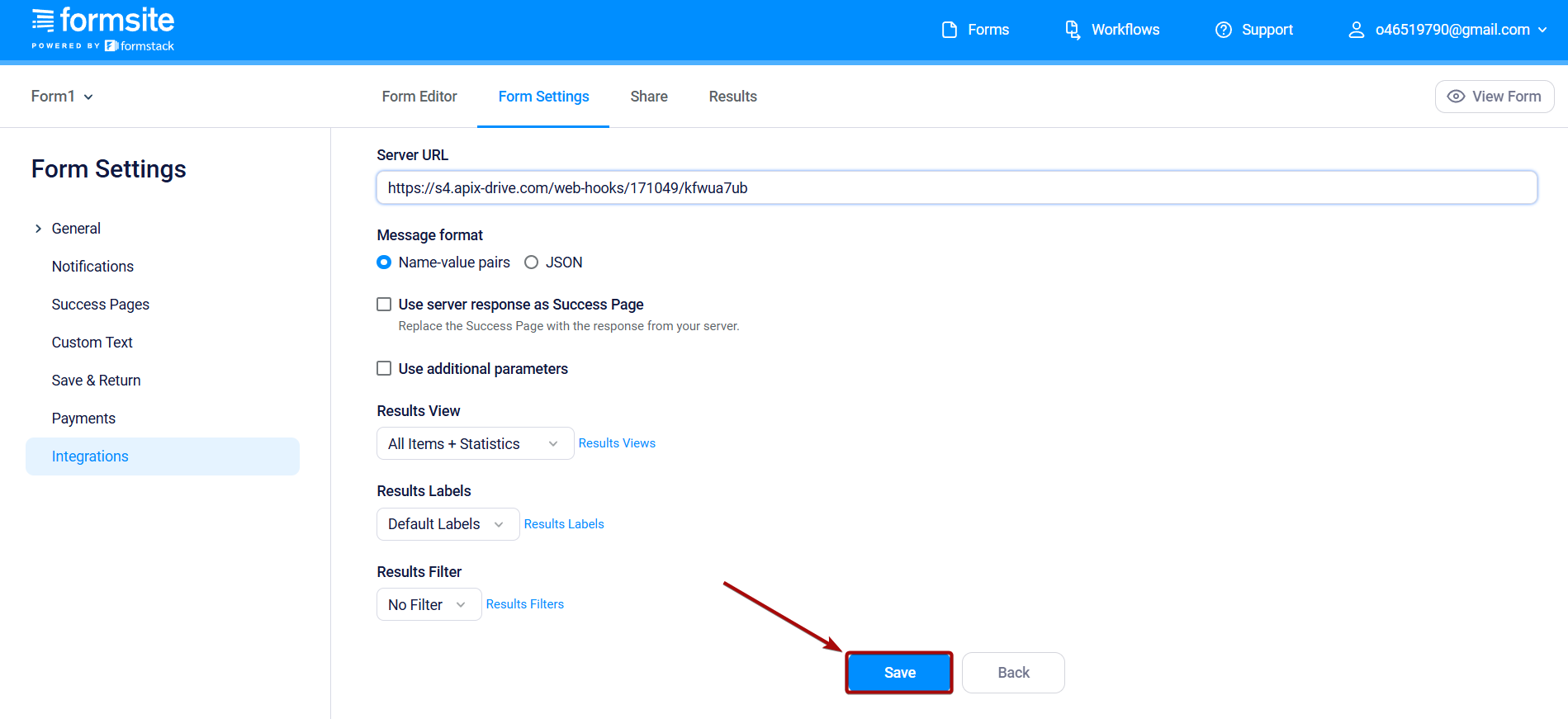 Налаштування Formsite | Налаштування Webhook Налаштування Formsite | Налаштування Webhook