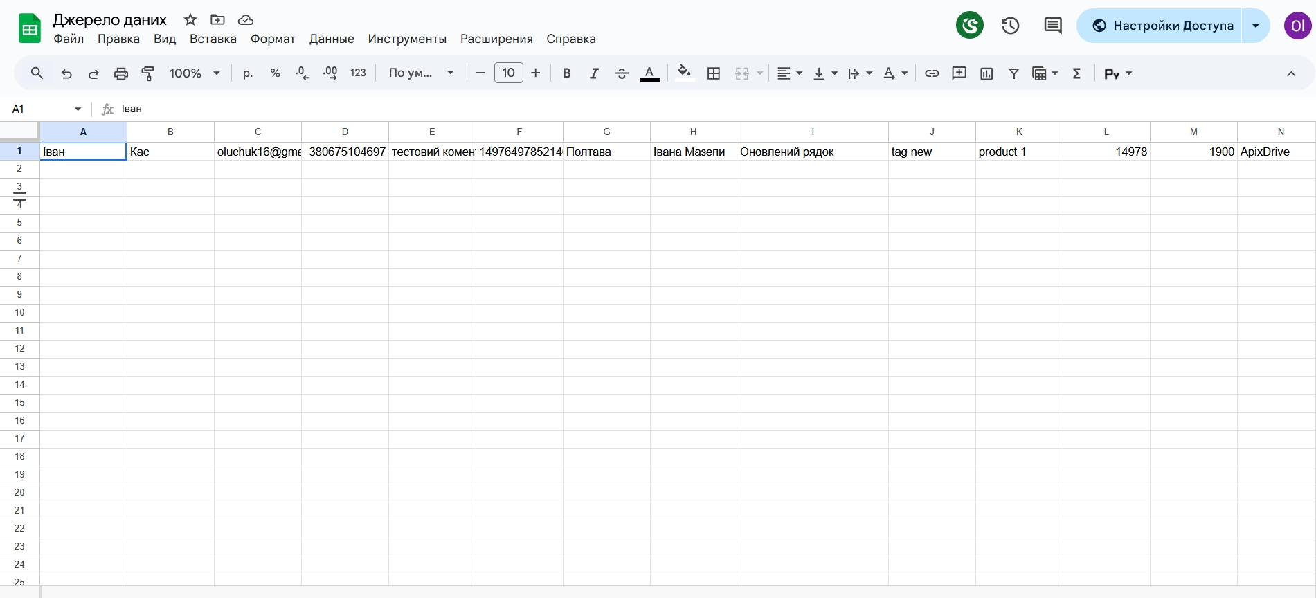 Freshdesk Оновити Тікет / Створити Тікет | Тестові дані в Google Sheets Freshdesk Оновити Тікет / Створити Тікет | Тестові дані в Google Sheets