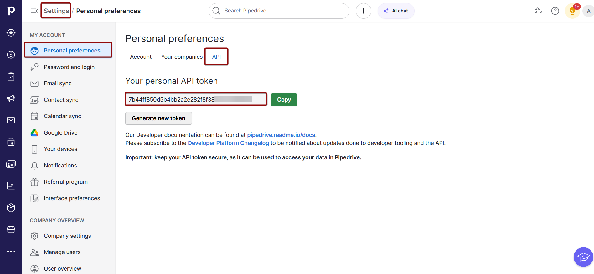 Налаштування Приймача даних Pipedrive | API ключ в обліковому записі Pipedrive Налаштування Приймача даних Pipedrive | API ключ в обліковому записі Pipedrive