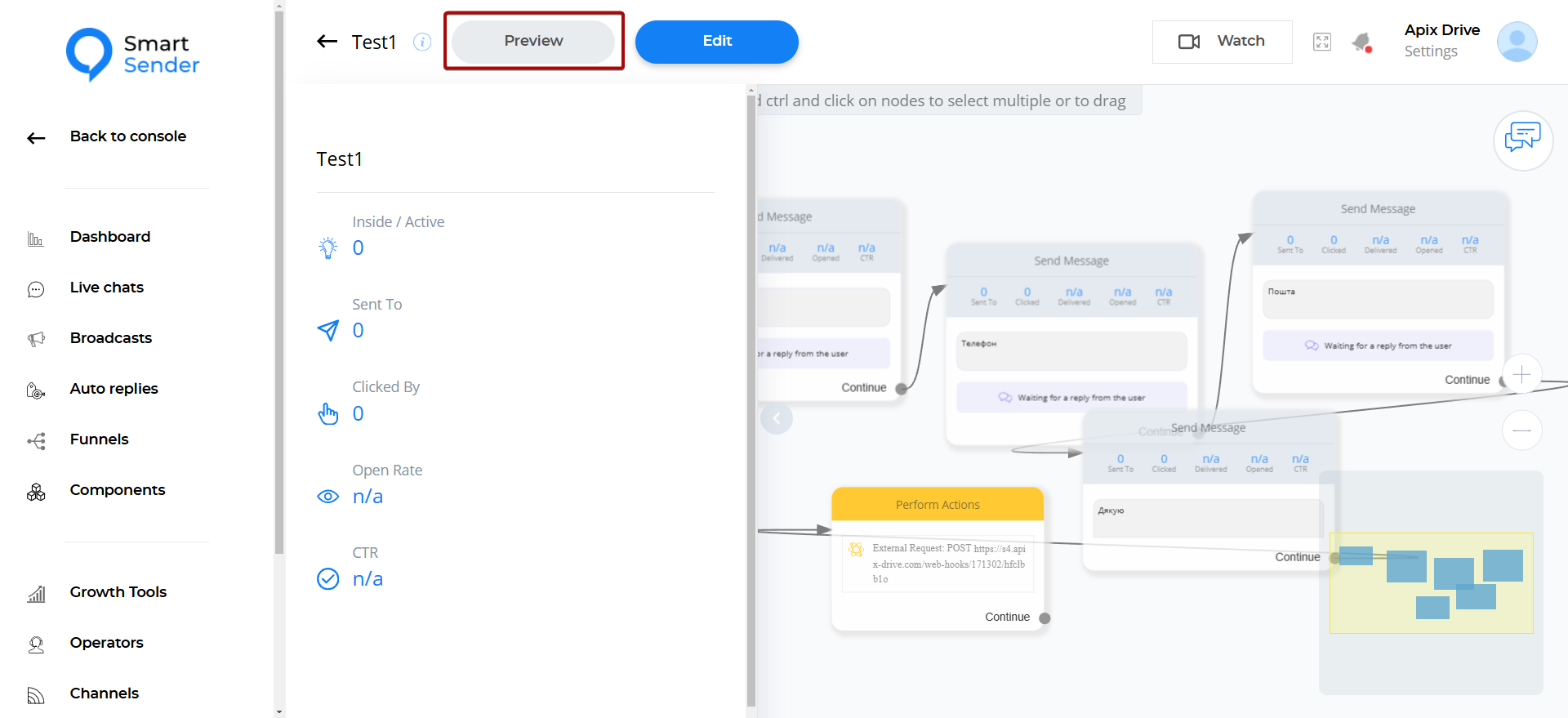 Налаштування Smart Sender (webhook) | Налаштування в SmartSender превью воронки Налаштування Smart Sender (webhook) | Налаштування в SmartSender превью воронки