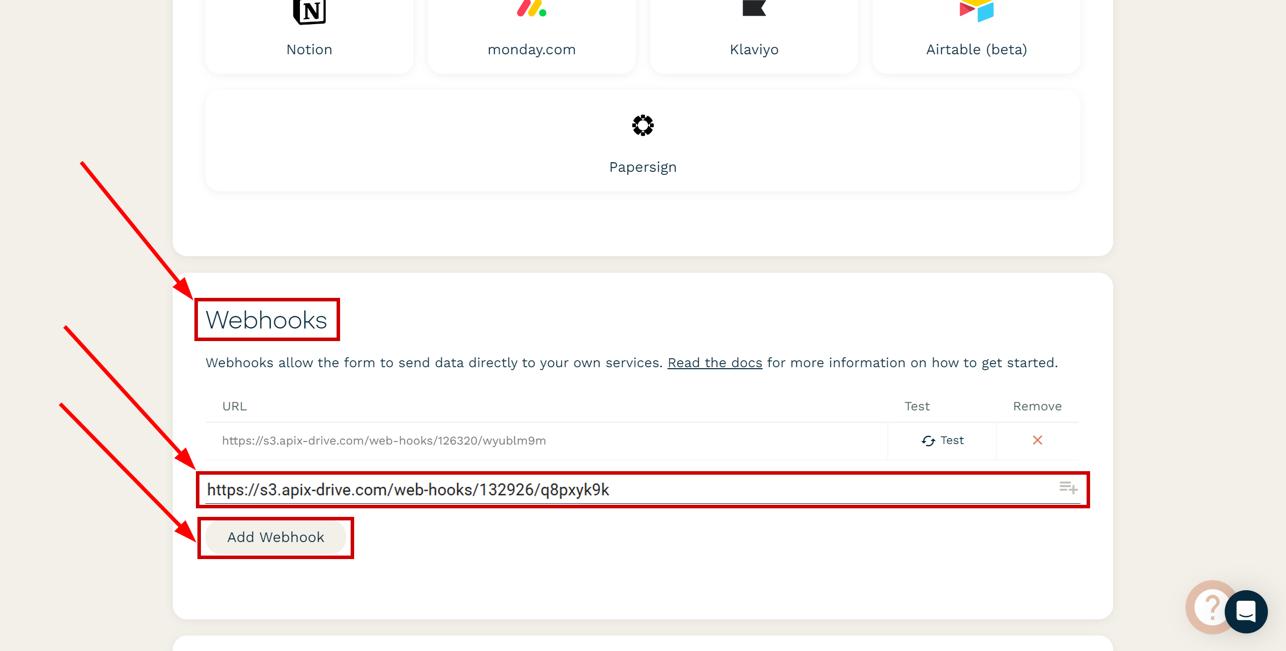 Налаштування Paperform | Налаштування Webhook Налаштування Paperform | Налаштування Webhook