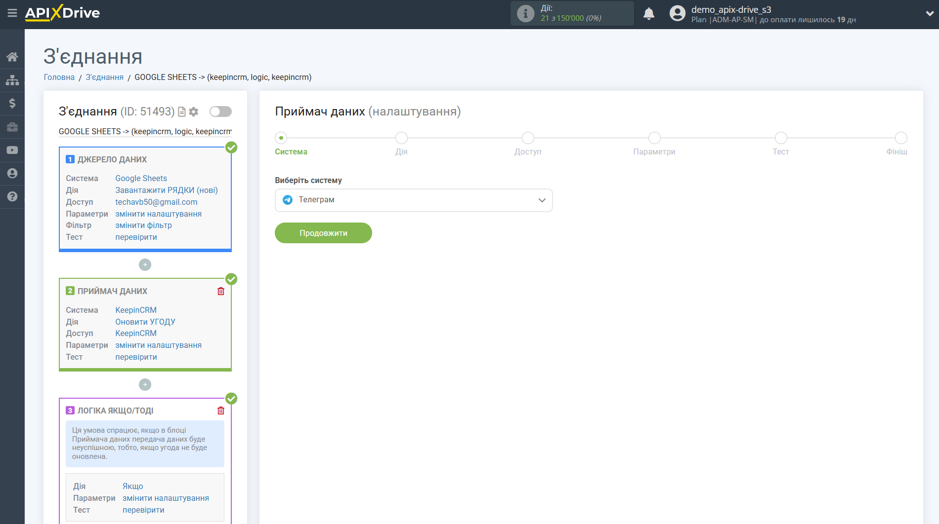 KeepinCRM Оновити УГОДУ / Створити УГОДУ |Вибір системи в Приймачі даних KeepinCRM Оновити УГОДУ / Створити УГОДУ |Вибір системи в Приймачі даних