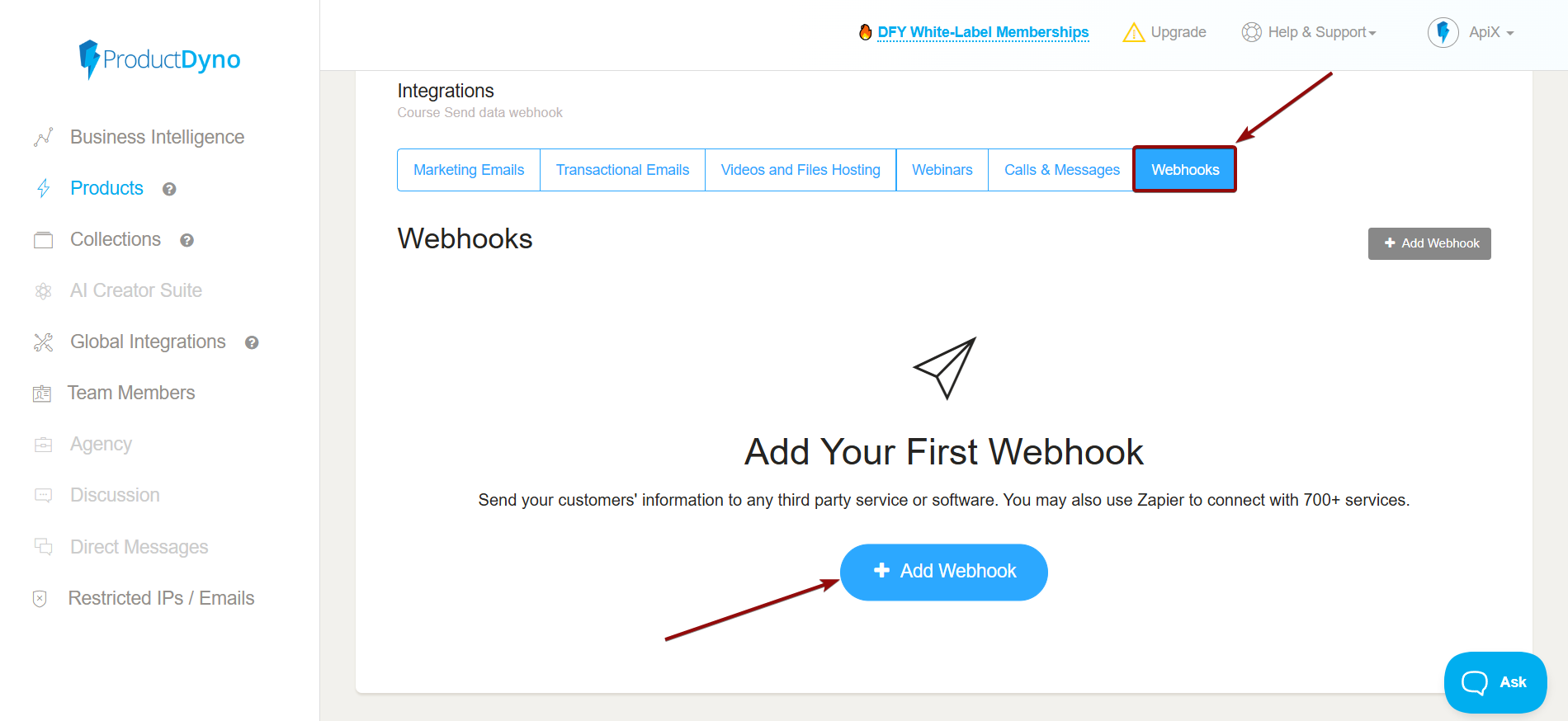 Налаштування ProductDyno | Налаштування передачі даних Webhook Налаштування ProductDyno | Налаштування передачі даних Webhook