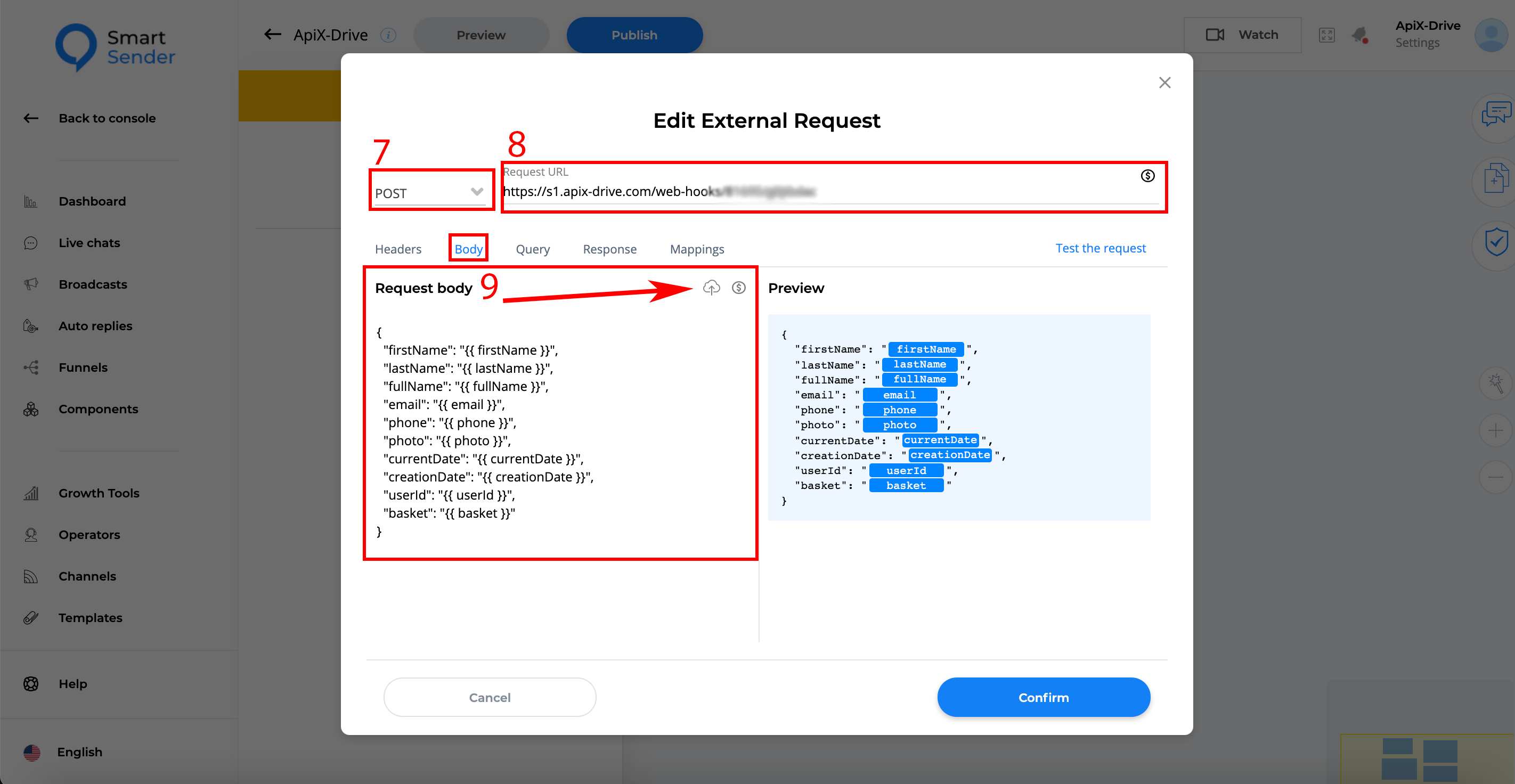 Налаштування розумного відправника (вебхук) | Налаштування в SmartSender, налаштування дій