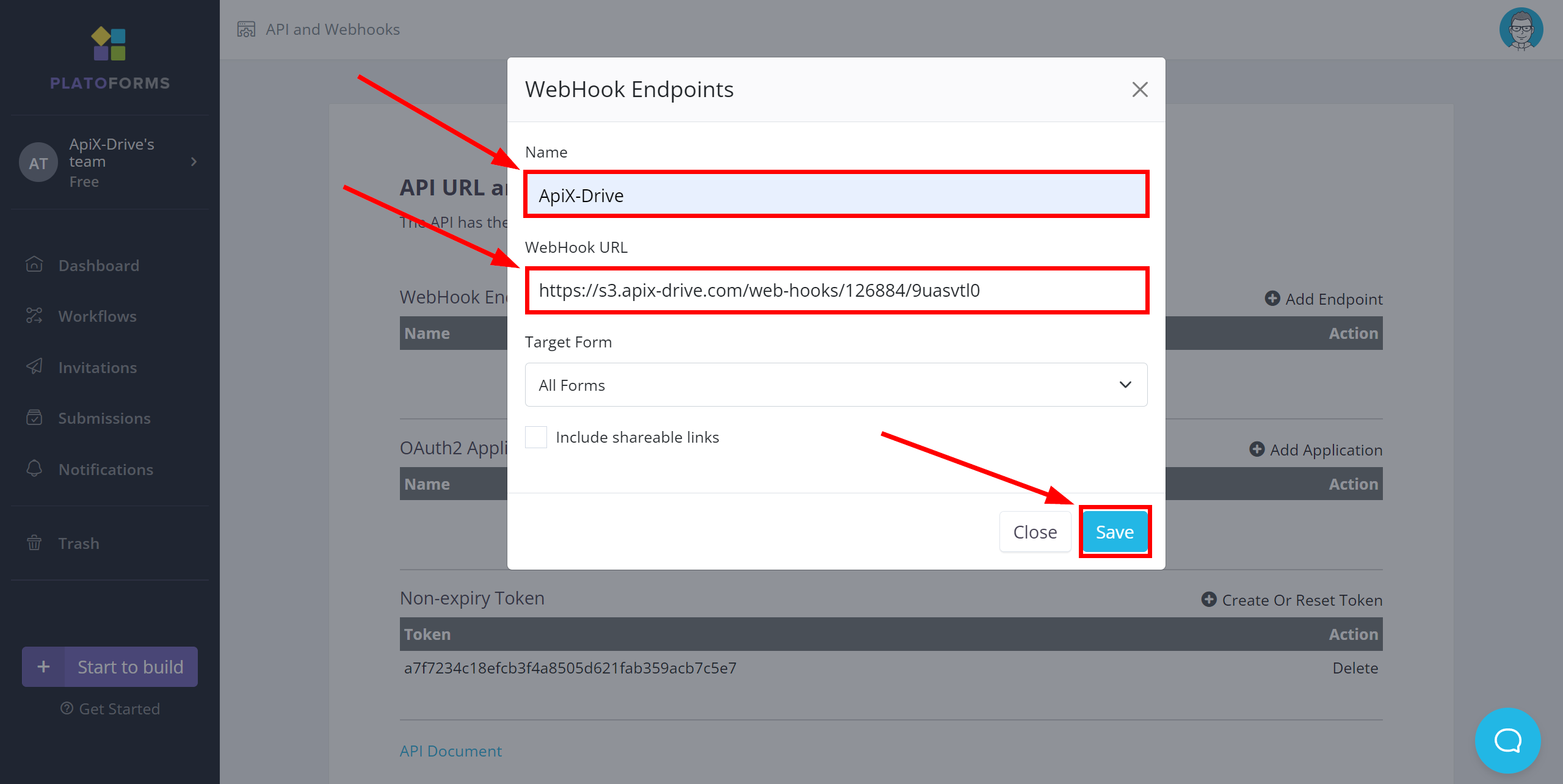 Налаштувати PlatoForms | Налаштування Webhooks