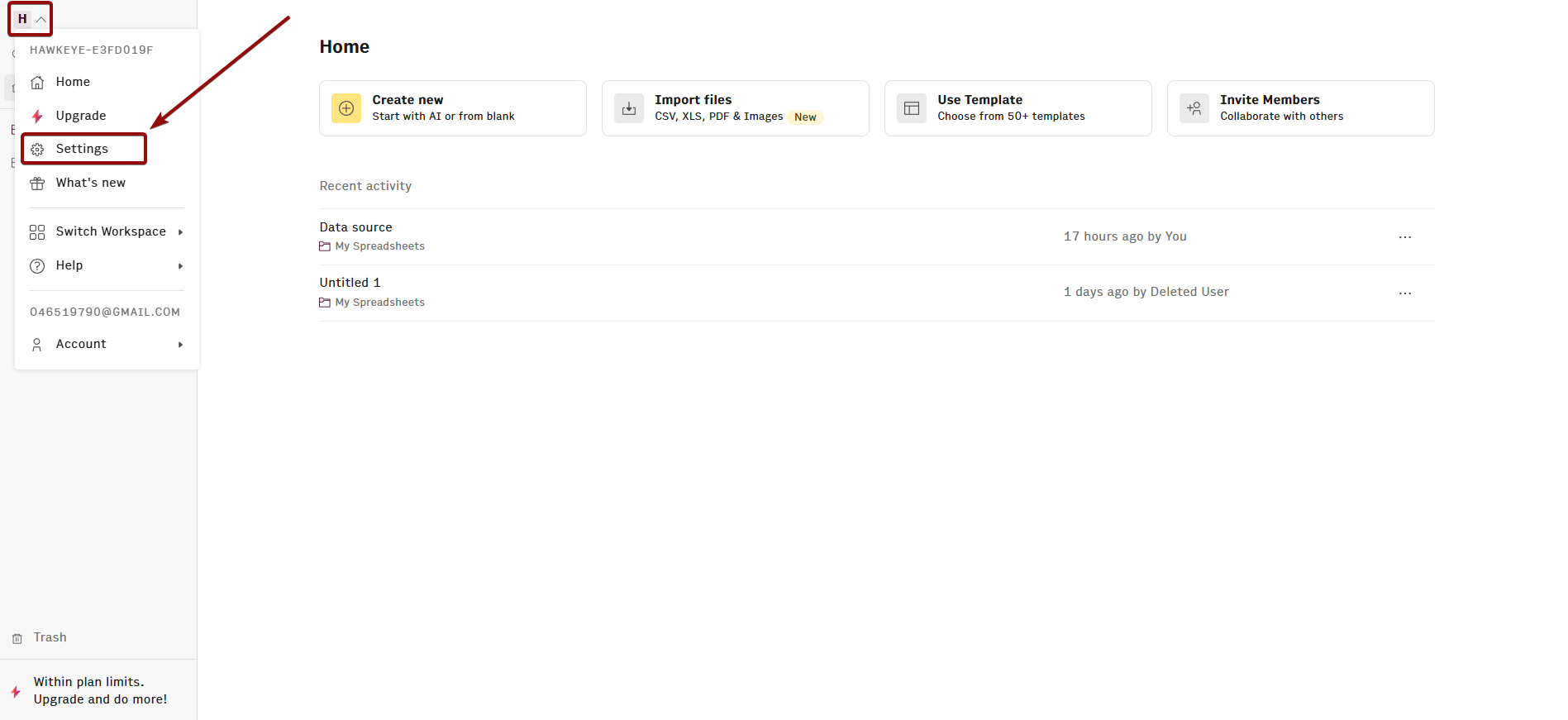 Налаштування Rows | Розташування ключа API в&nbsp;Rows