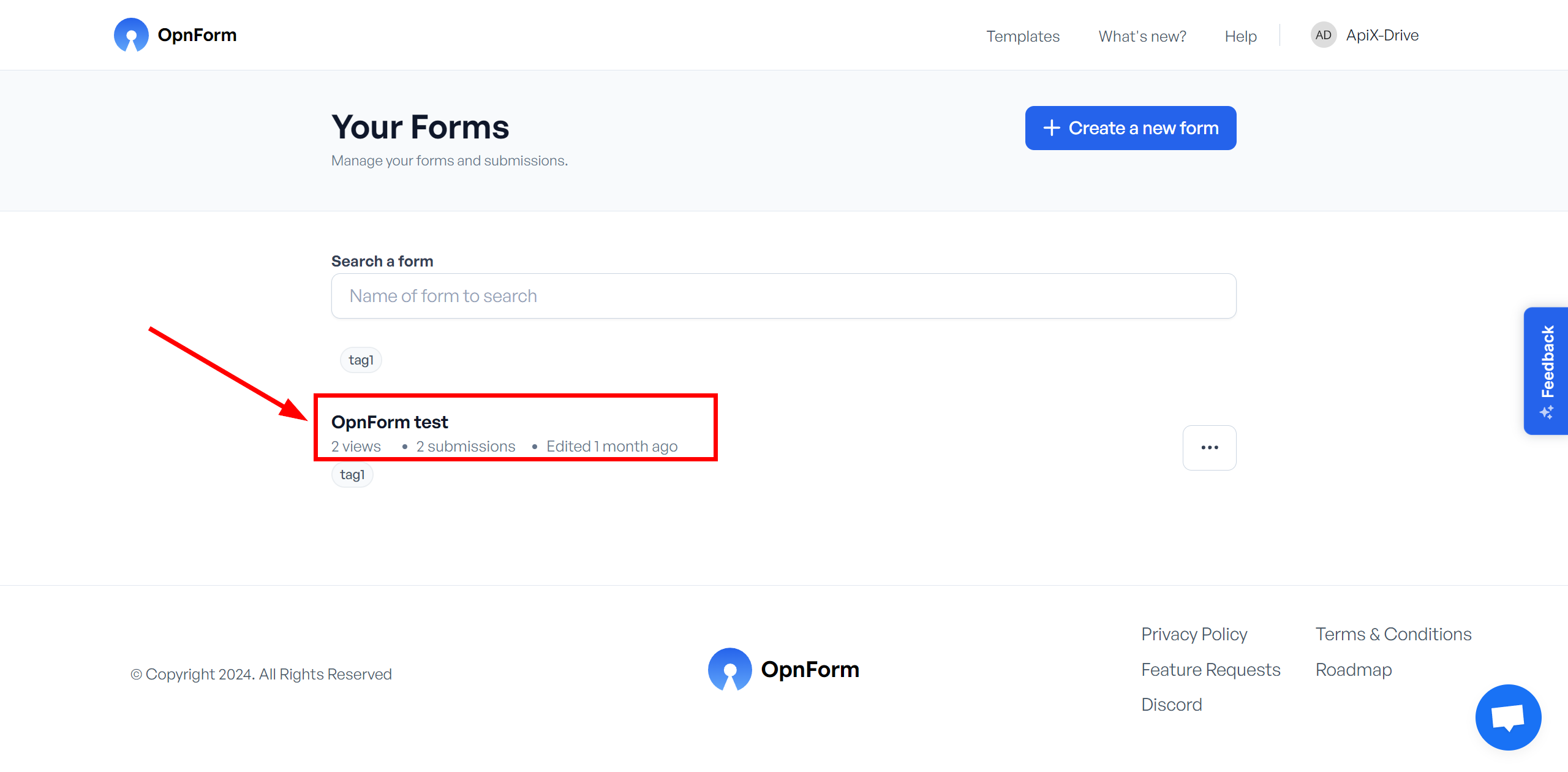Налаштування OpnForm | Перехід до налаштувань Webhook 